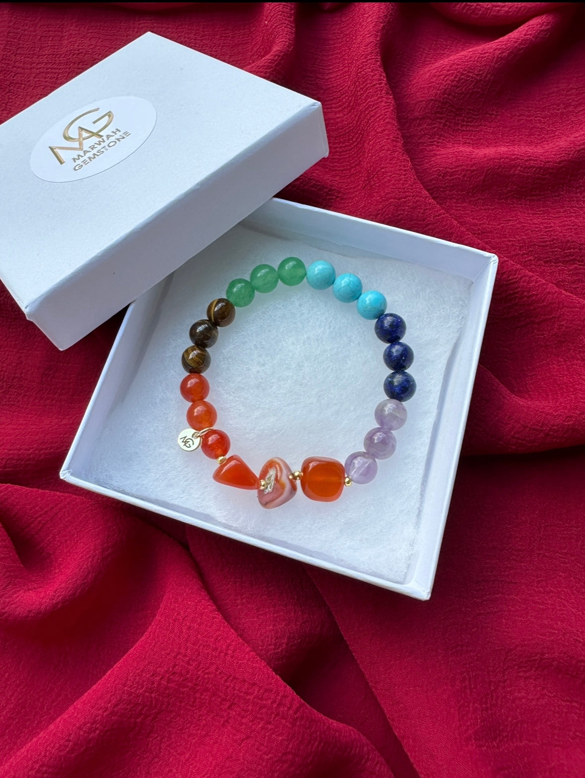 Chakra Bracelet With Raw Red Agate