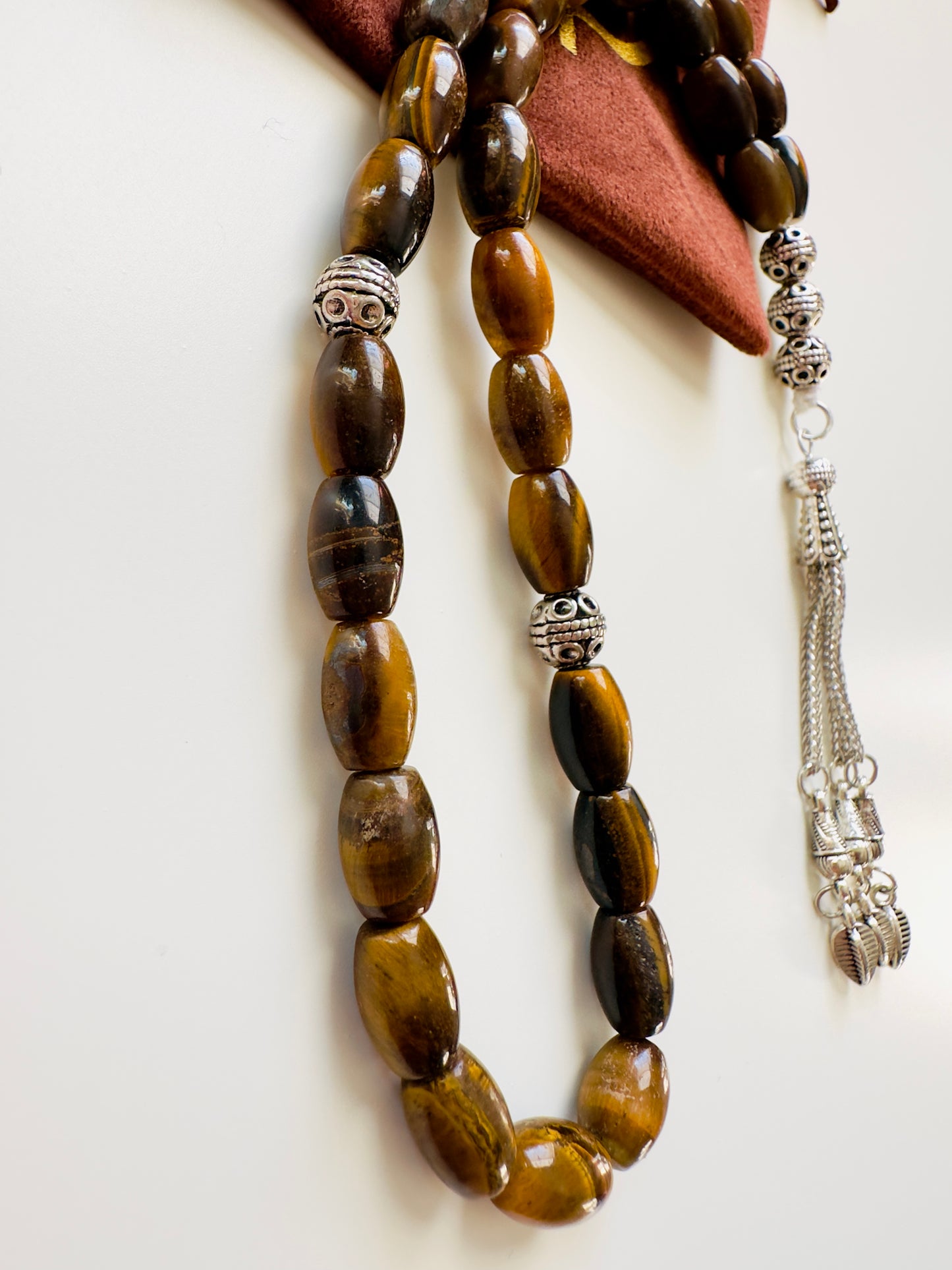 Cylinder Shaped Tiger Eye 33 Bead Misbaha