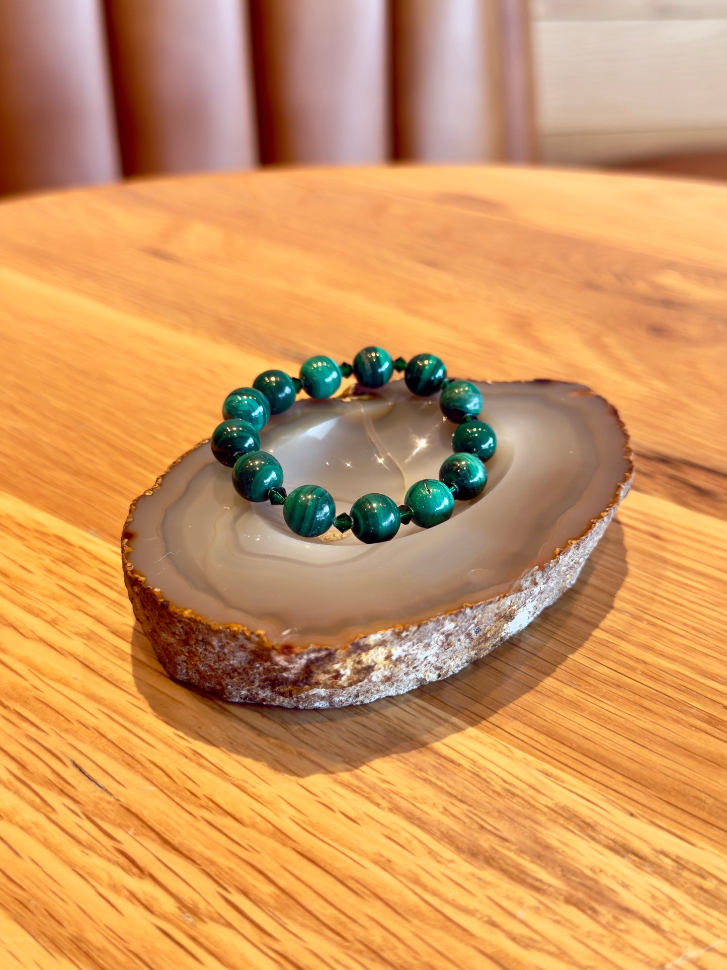 Malachite Bracelet with Swarovski Spacers