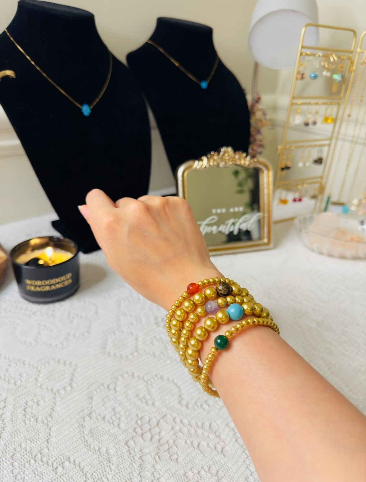 سوار زجاجي مطلي مخصص بحجر كريم واحد