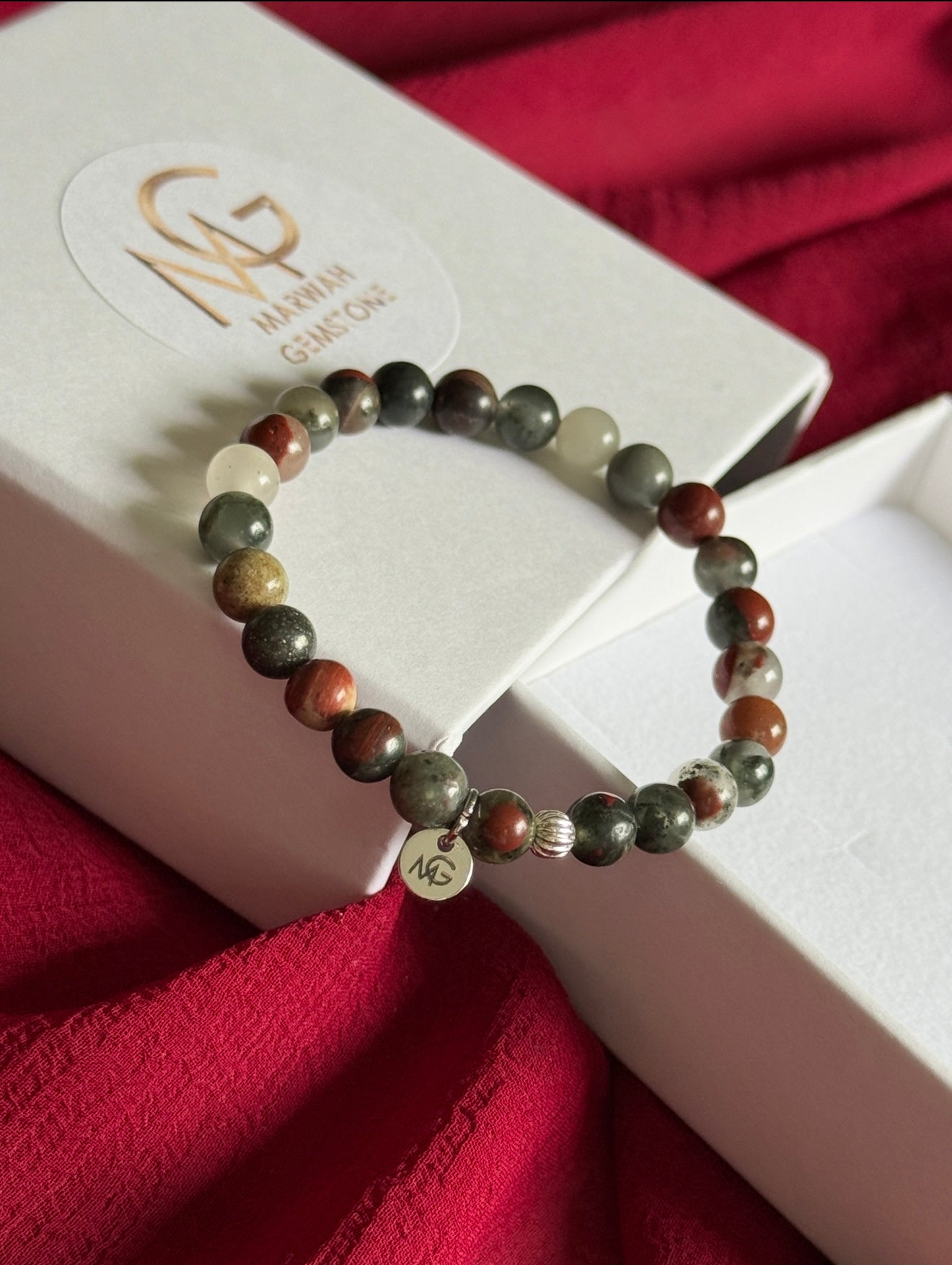 Bloodstone Bracelet 6mm Bead Size