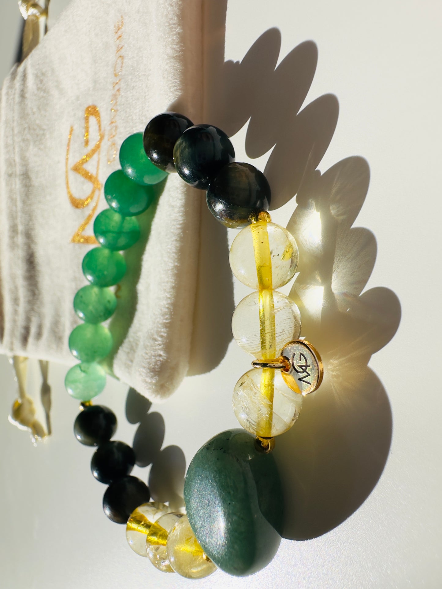 Citrine-Black Tiger Eye-Green Aventurine Bracelet
