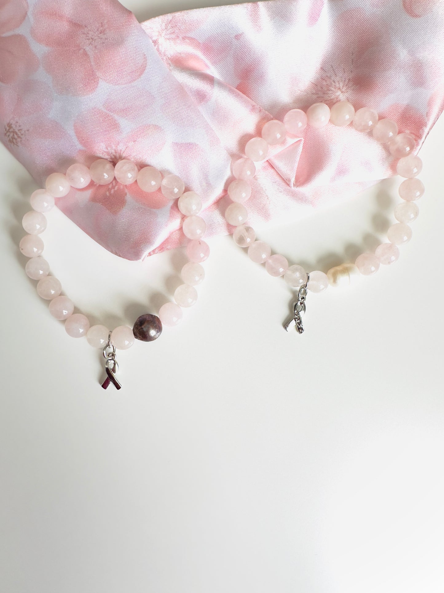 Breast Cancer Awareness Rose Quartz-Natural Pearl Bracelets