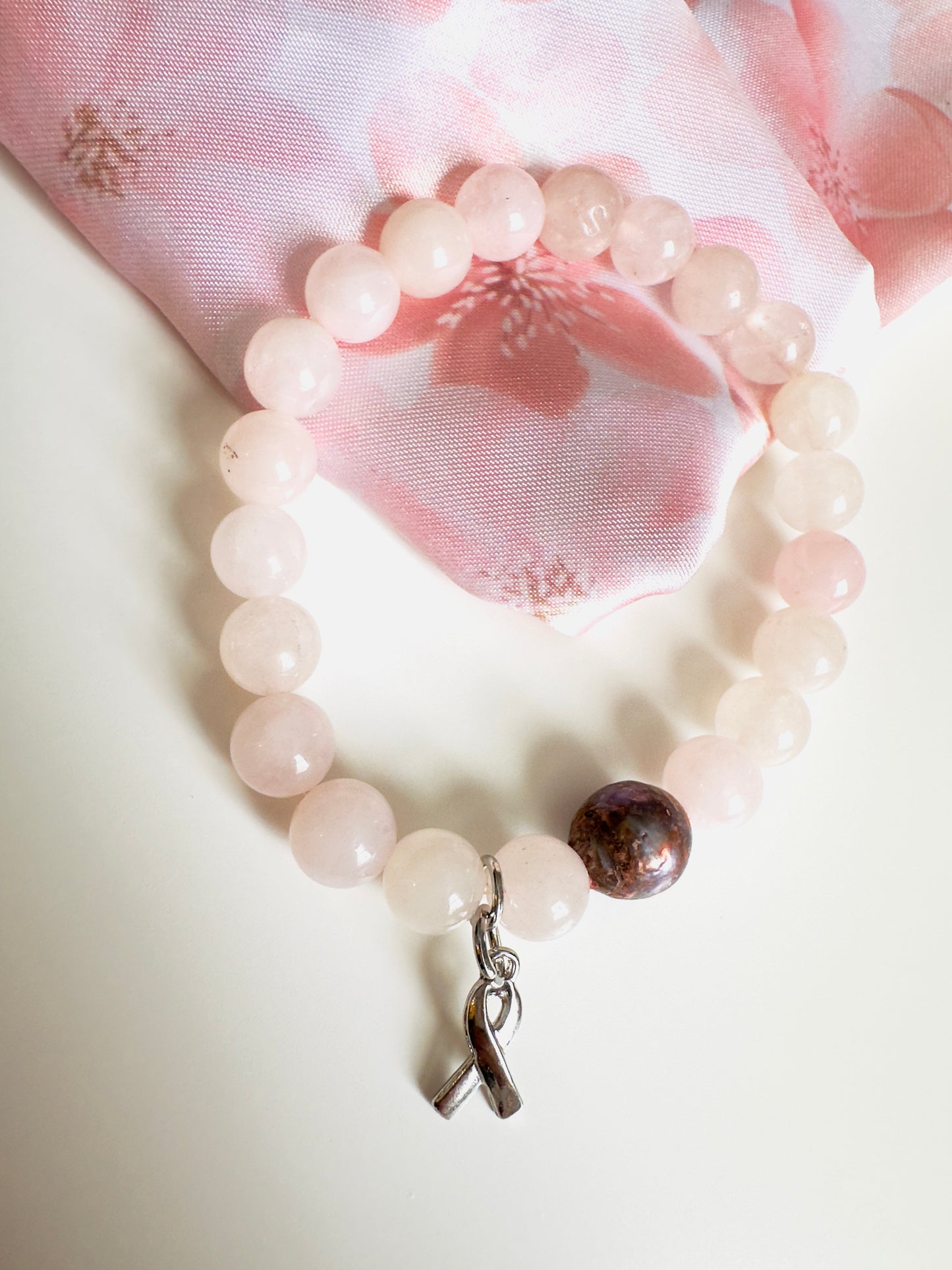 Breast Cancer Awareness Rose Quartz-Natural Pearl Bracelets