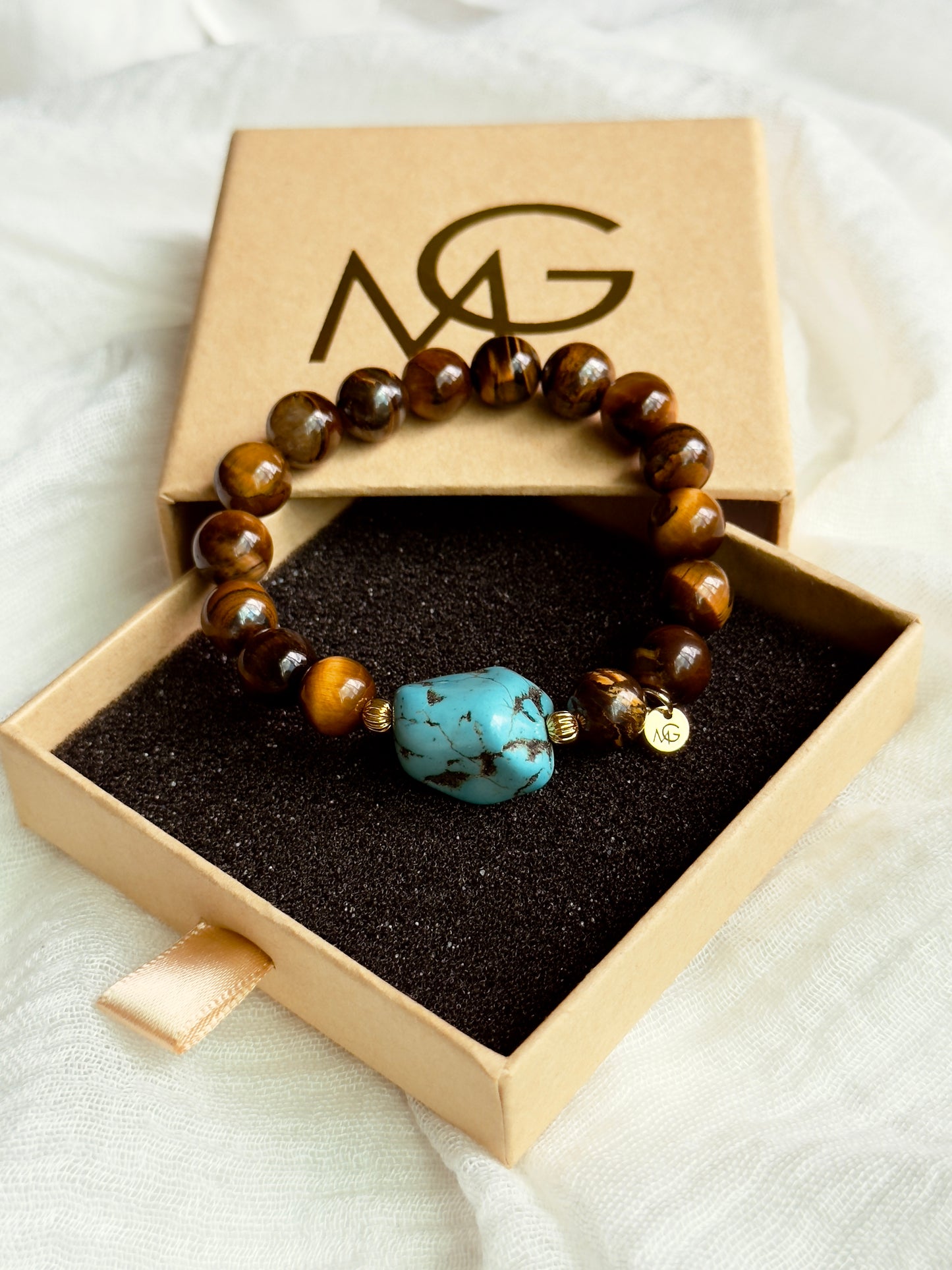 Tiger Eye - Raw Turquoise Bracelet