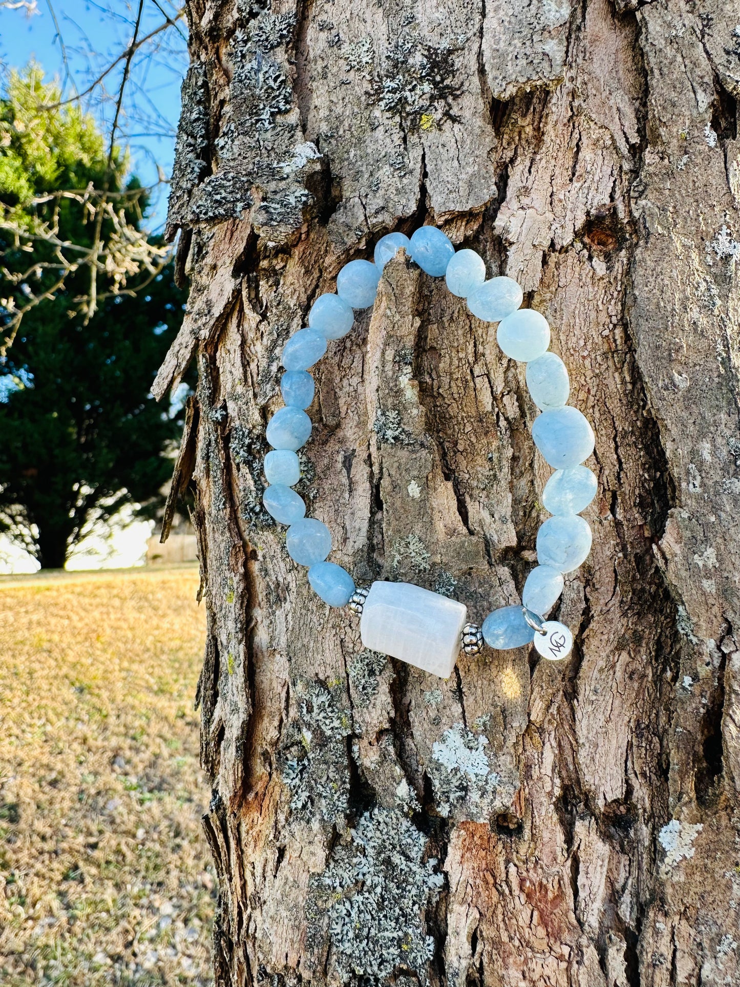 Raw Moonstone - Aquamarine Bracelet