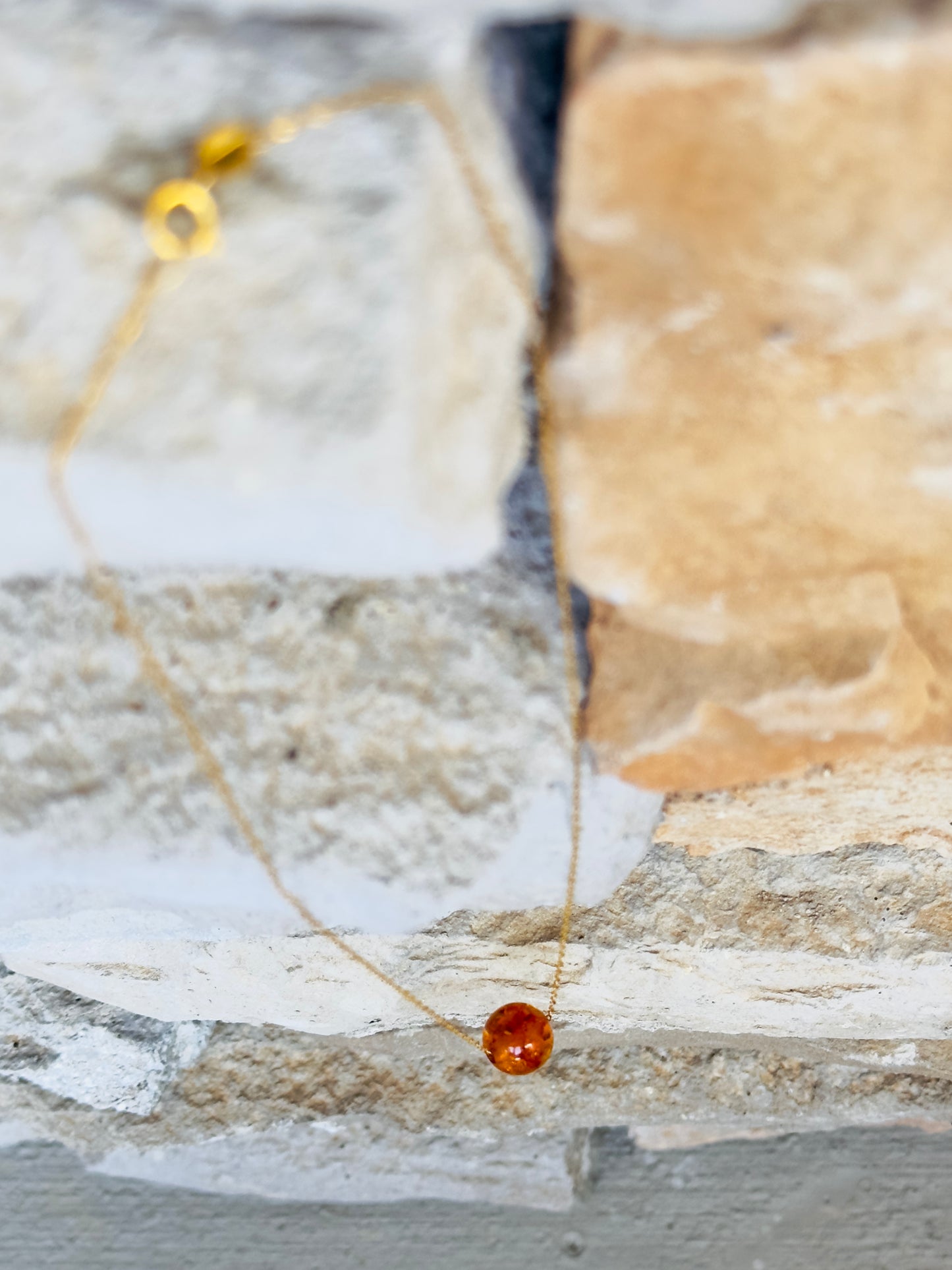 Golden 21-K Chain Necklace With Amber