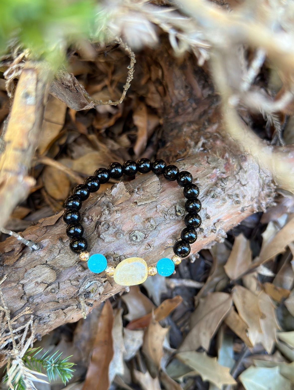 Black Agate-Turquoise-Citrine Bracelet