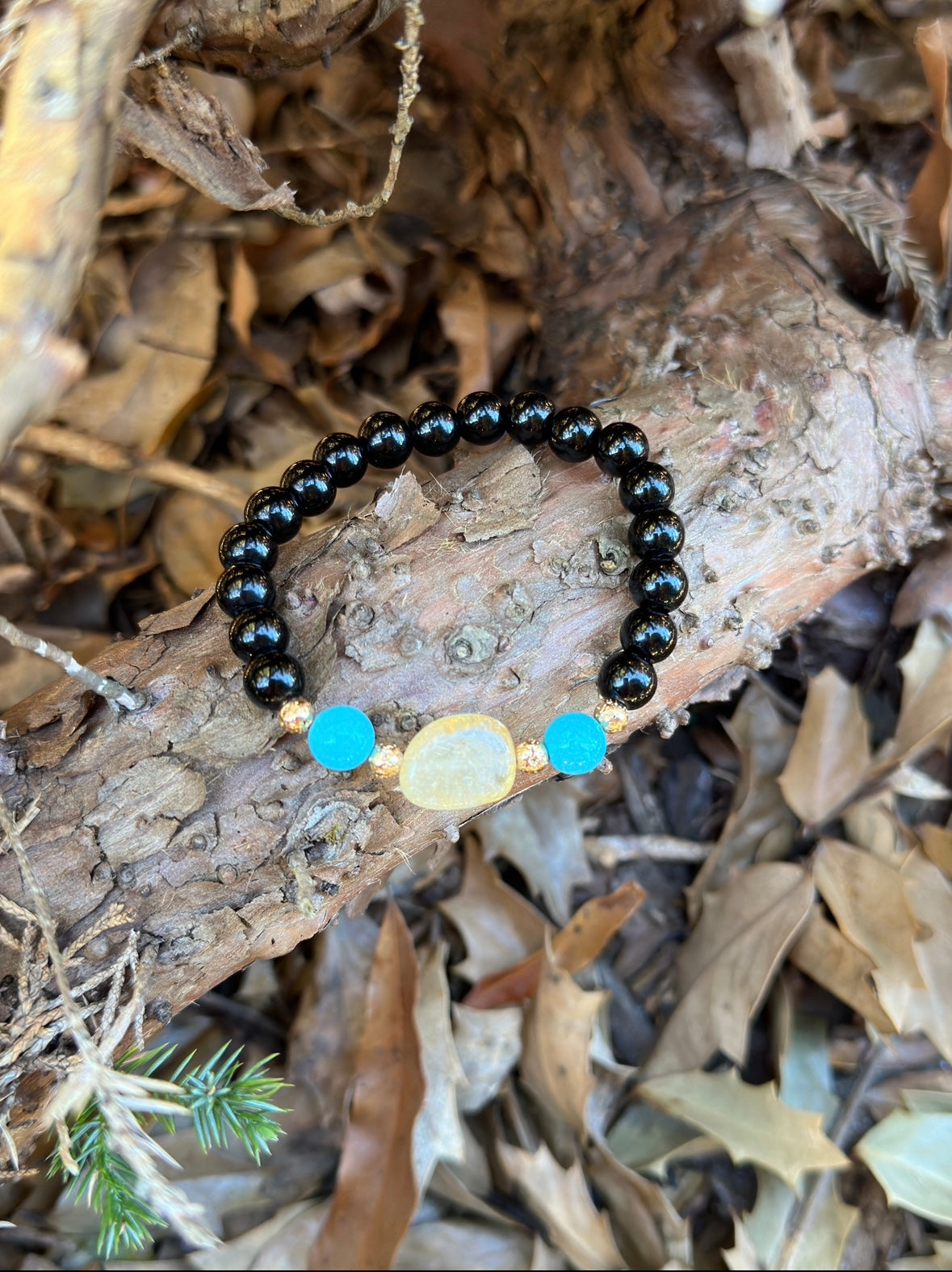 Black Agate-Turquoise-Citrine Bracelet