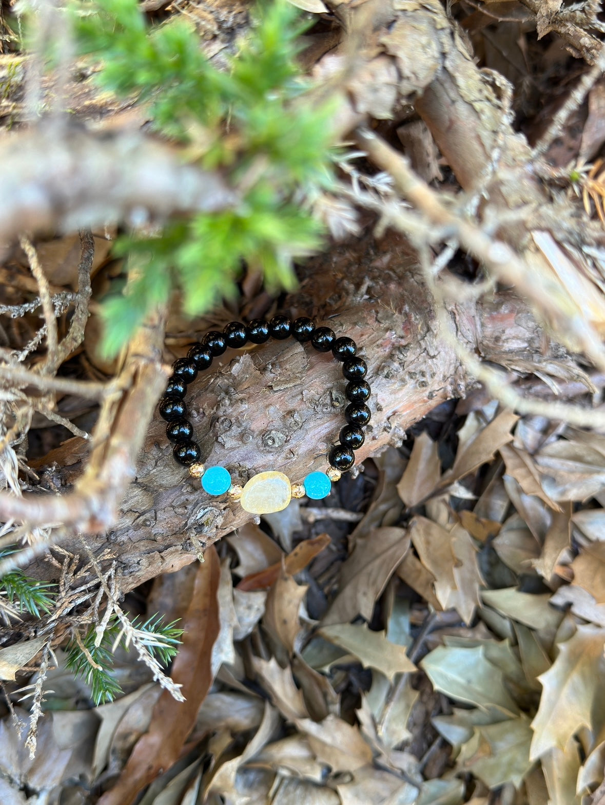 Black Agate-Turquoise-Citrine Bracelet