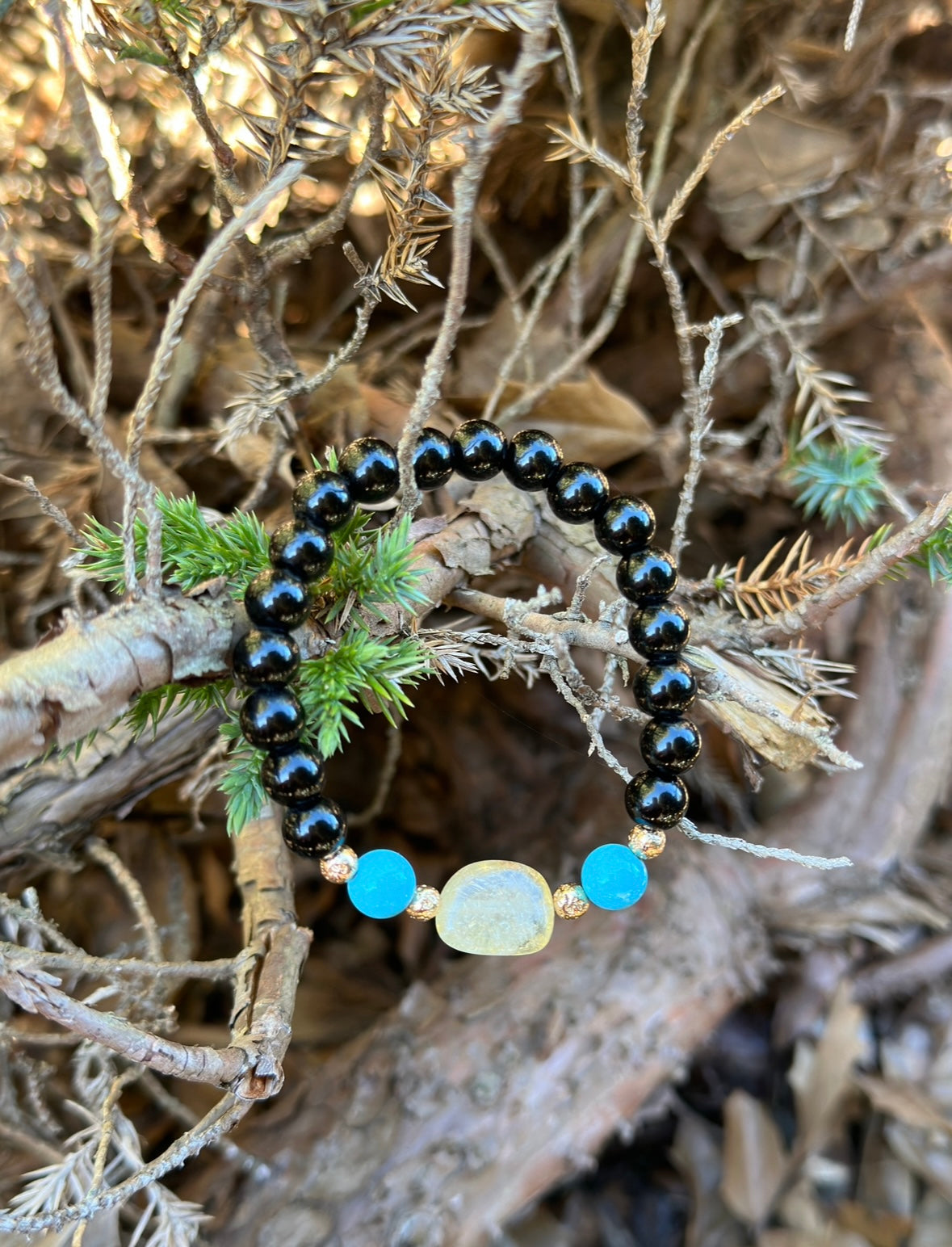 Black Agate-Turquoise-Citrine Bracelet