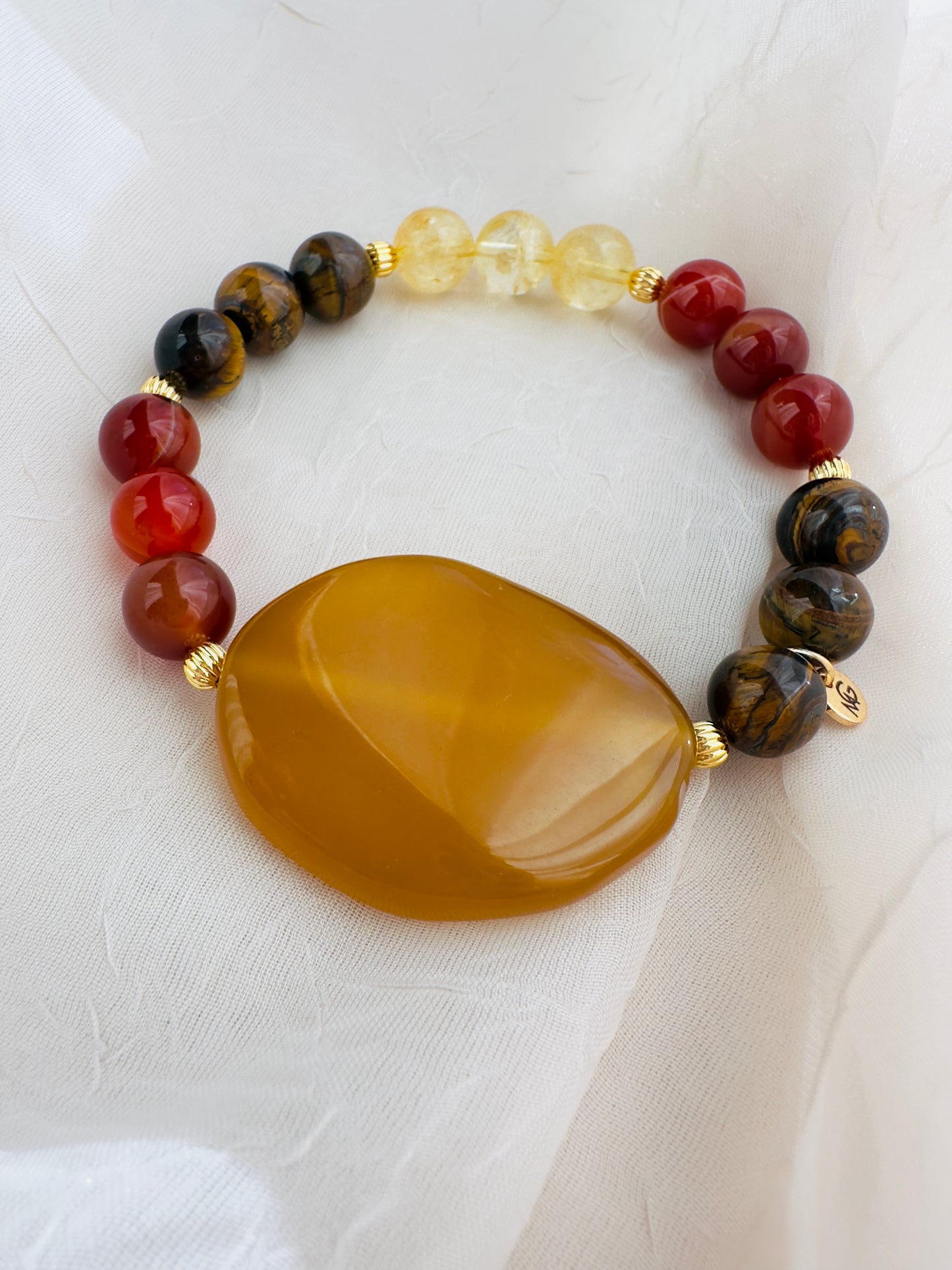 Yellow Agate-Citrine-Red Agate-Tiger Eye-Bracelet