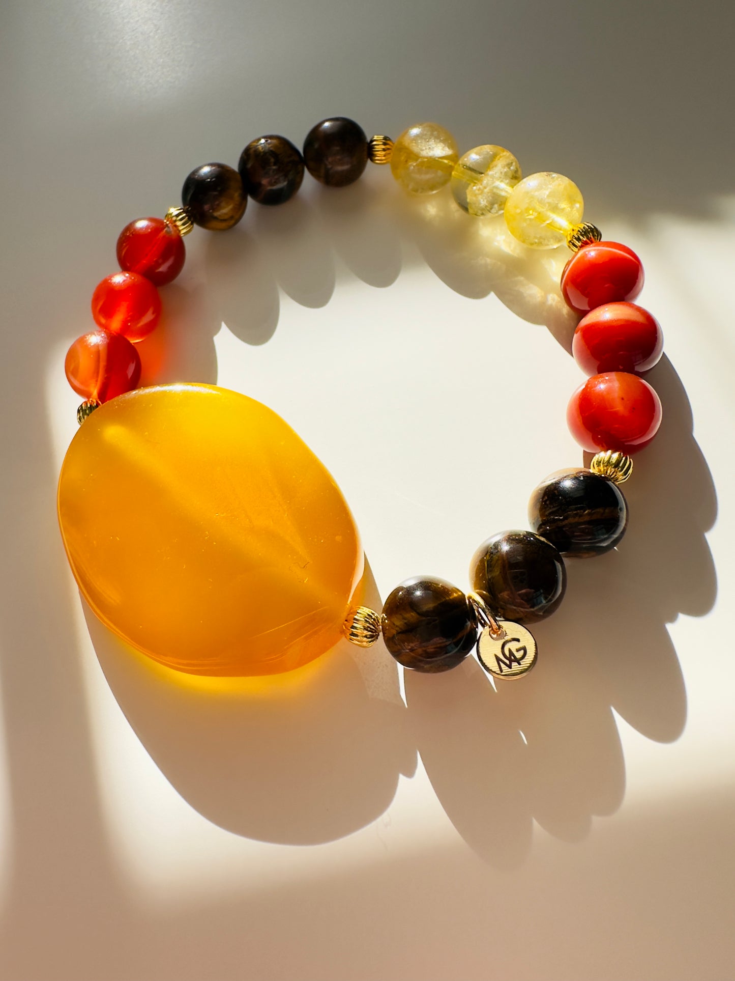 Yellow Agate-Citrine-Red Agate-Tiger Eye-Bracelet