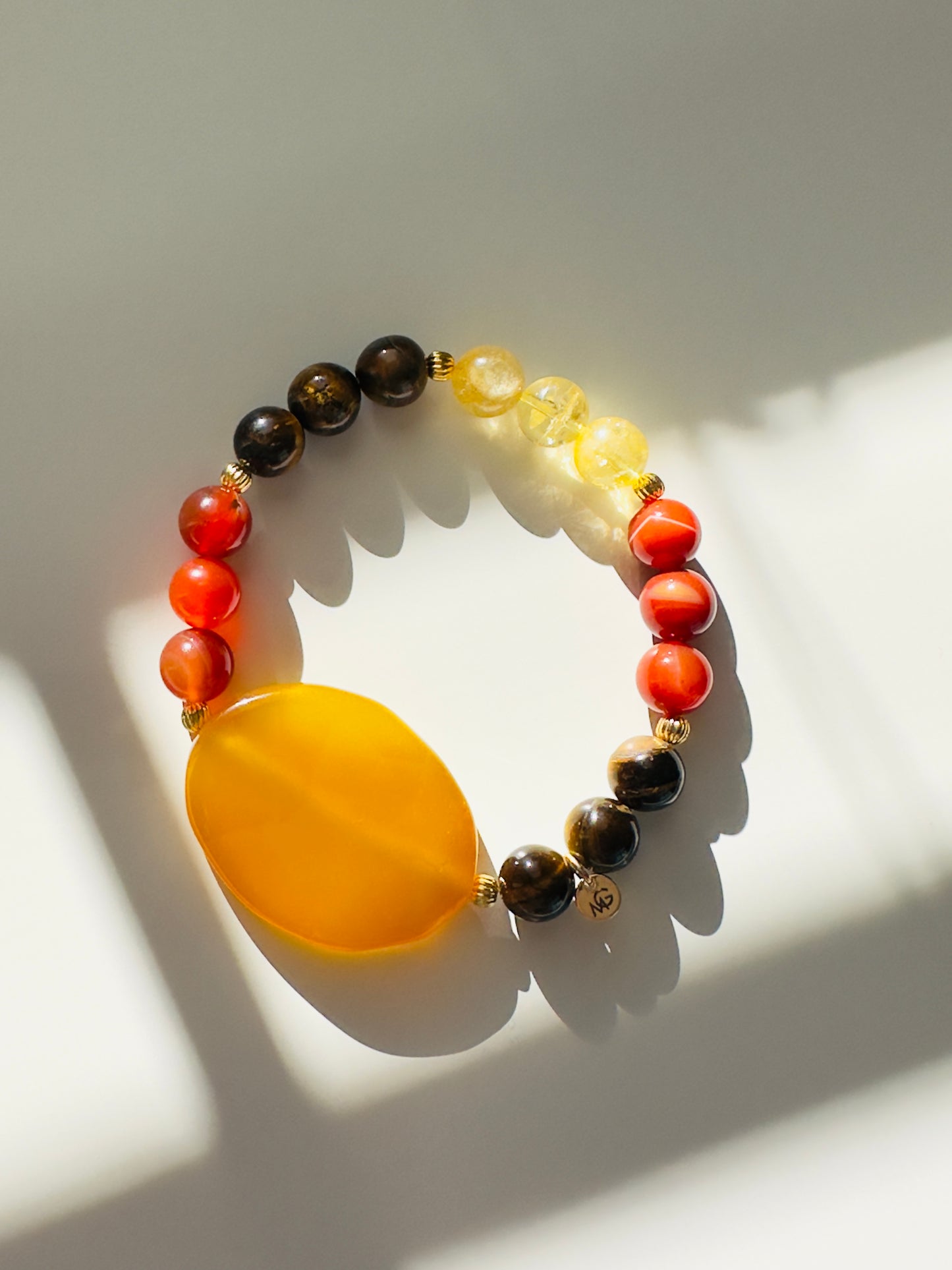 Yellow Agate-Citrine-Red Agate-Tiger Eye-Bracelet