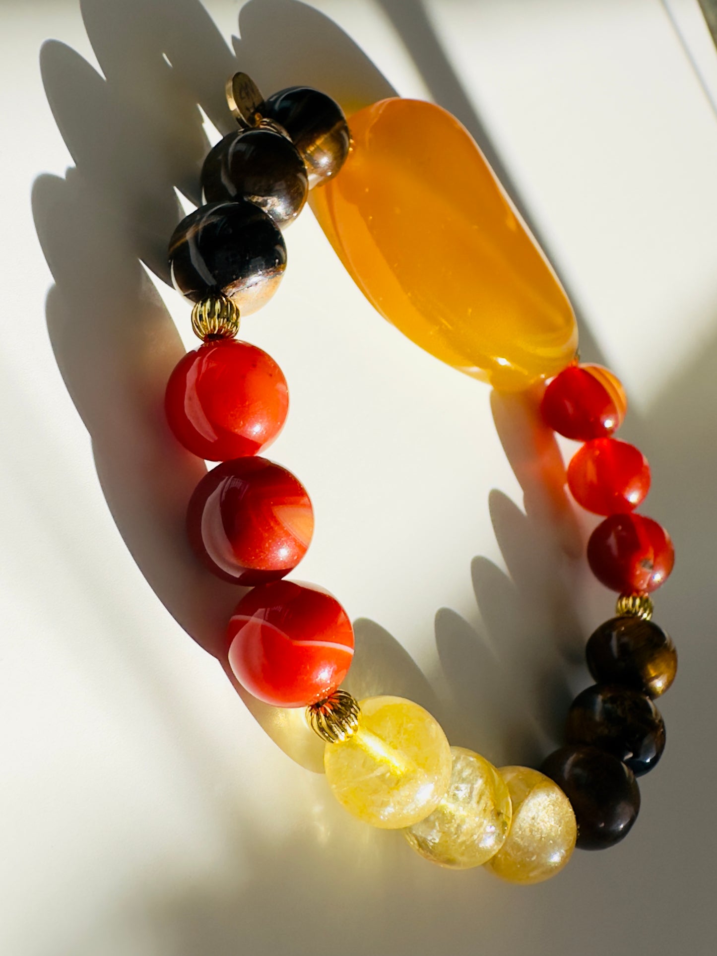 Yellow Agate-Citrine-Red Agate-Tiger Eye-Bracelet
