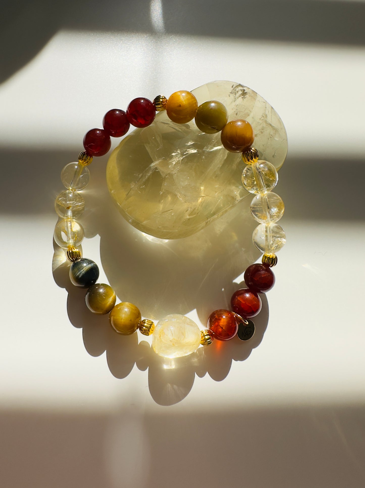Yellow Tiger Eye-Red Agate-Citrine Bracelet