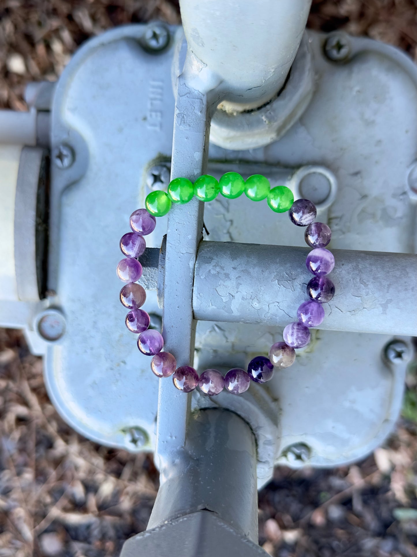 Amethyst-Green Jade Bracelet