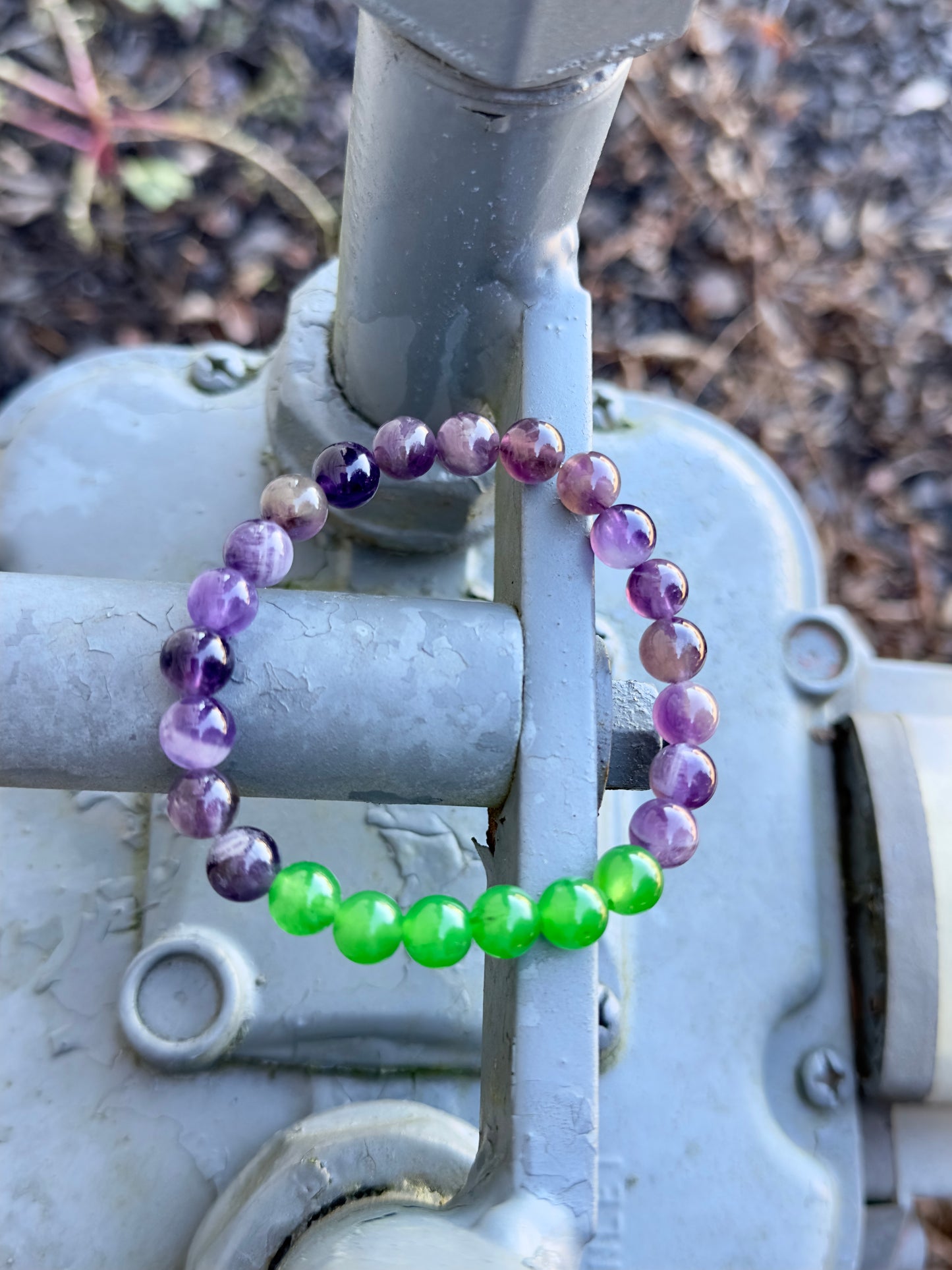 Amethyst-Green Jade Bracelet