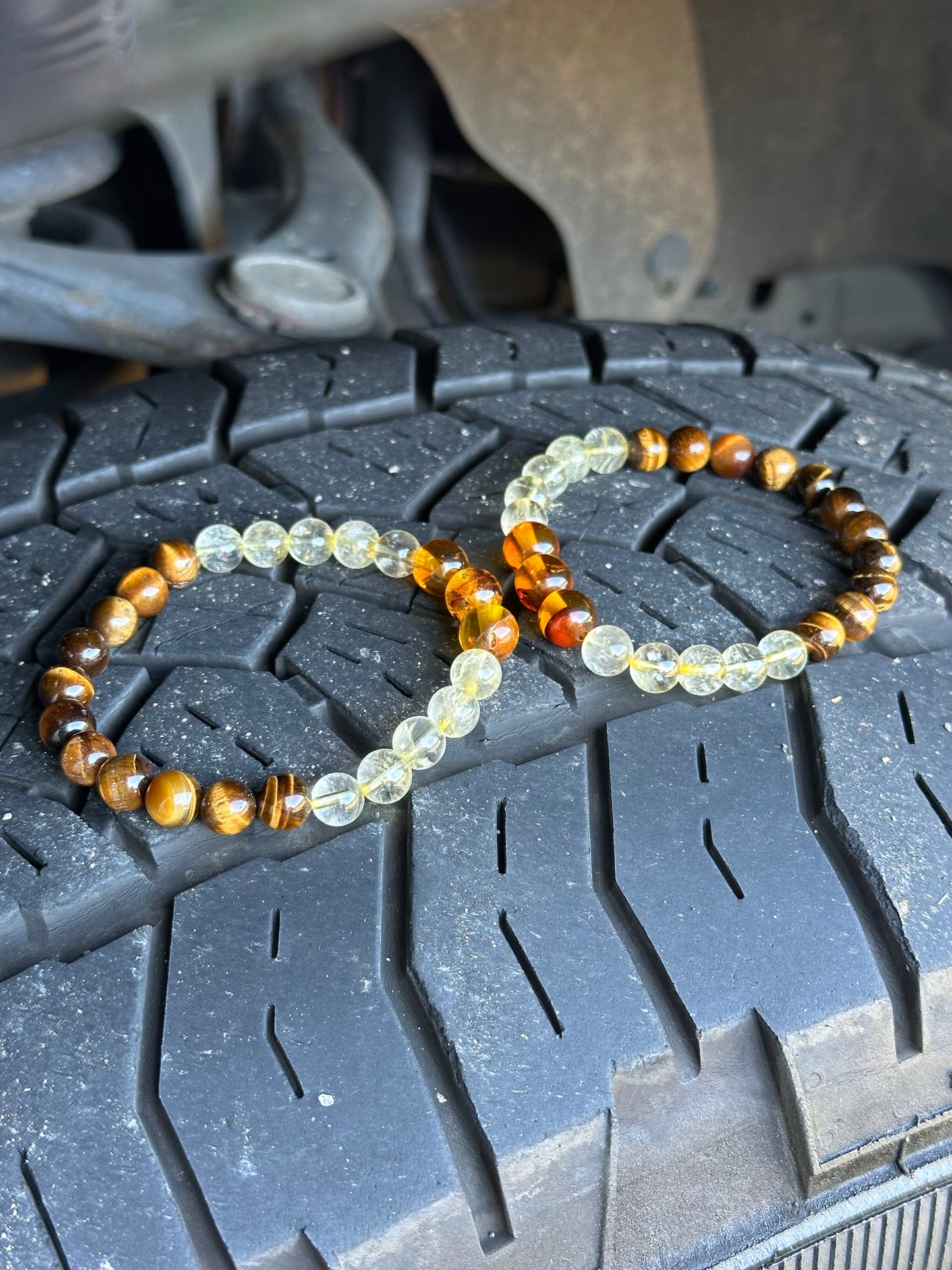 Tiger Eye-Citrine-Amber Men's Bracelet