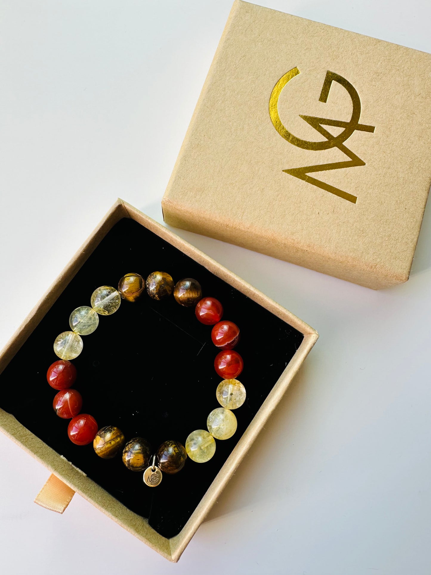 Tiger Eye-Citrine-Red Agate Bracelet