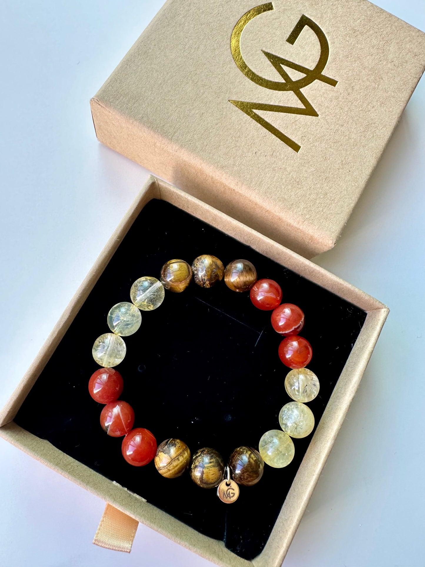 Tiger Eye - Citrine - Red Agate Bracelet