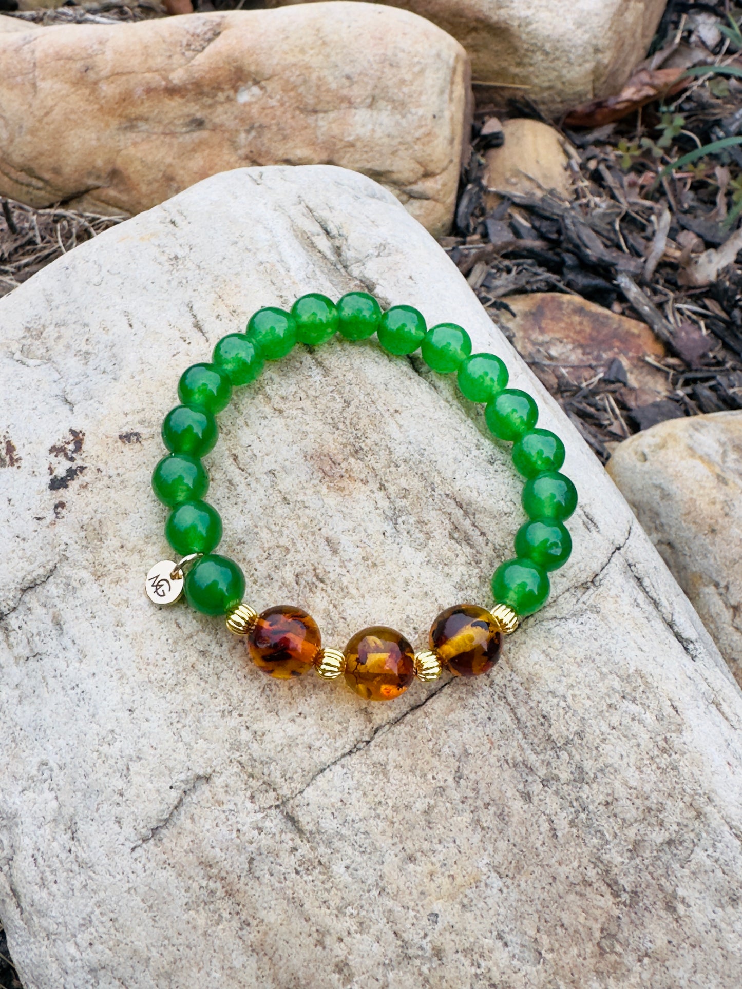Green Jade-Amber Bracelet