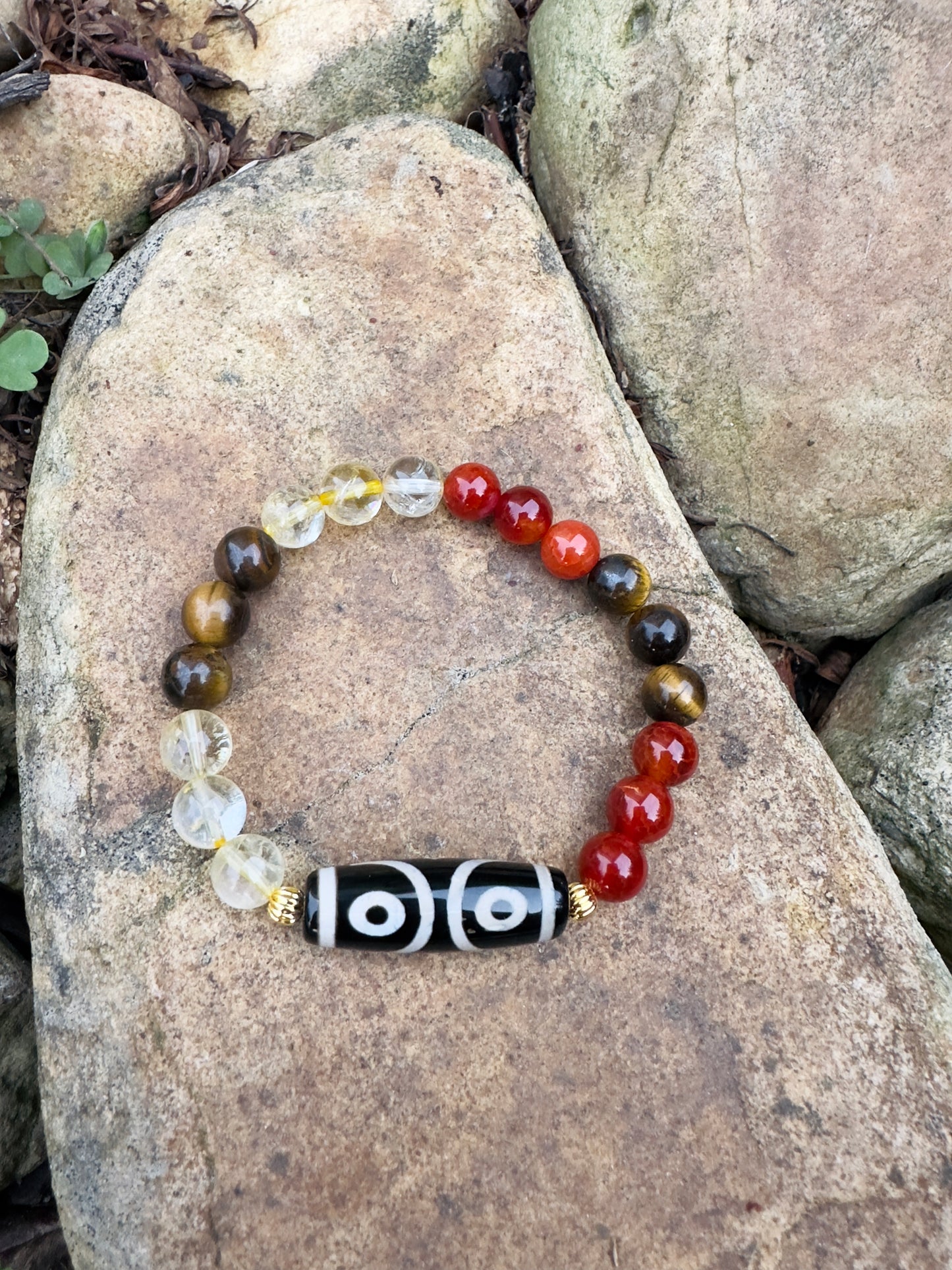 Citrine-Tiger Eye-Red Agate-Tibetan Agate Bracelet