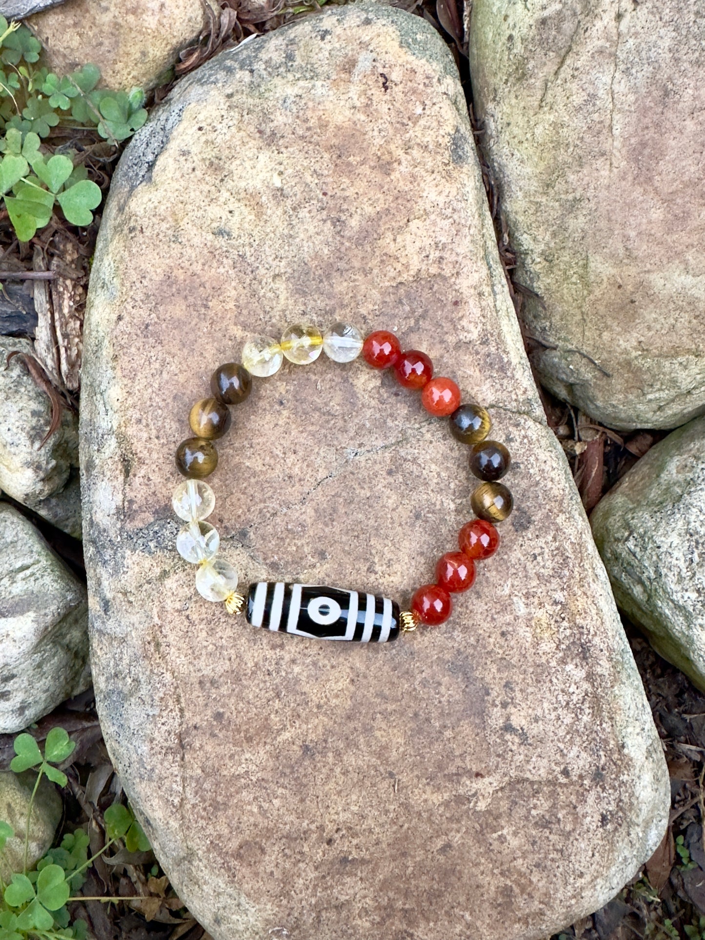 Citrine-Tiger Eye-Red Agate-Tibetan Agate Bracelet