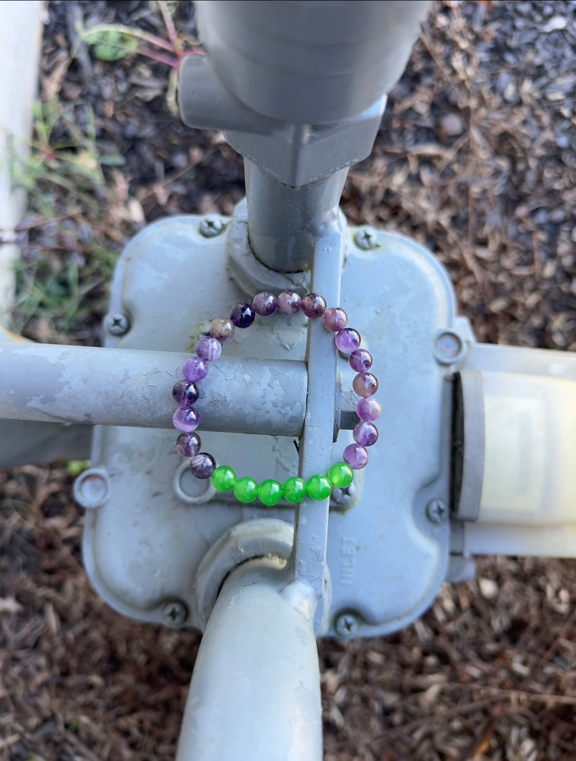 Amethyst-Green Jade Bracelet
