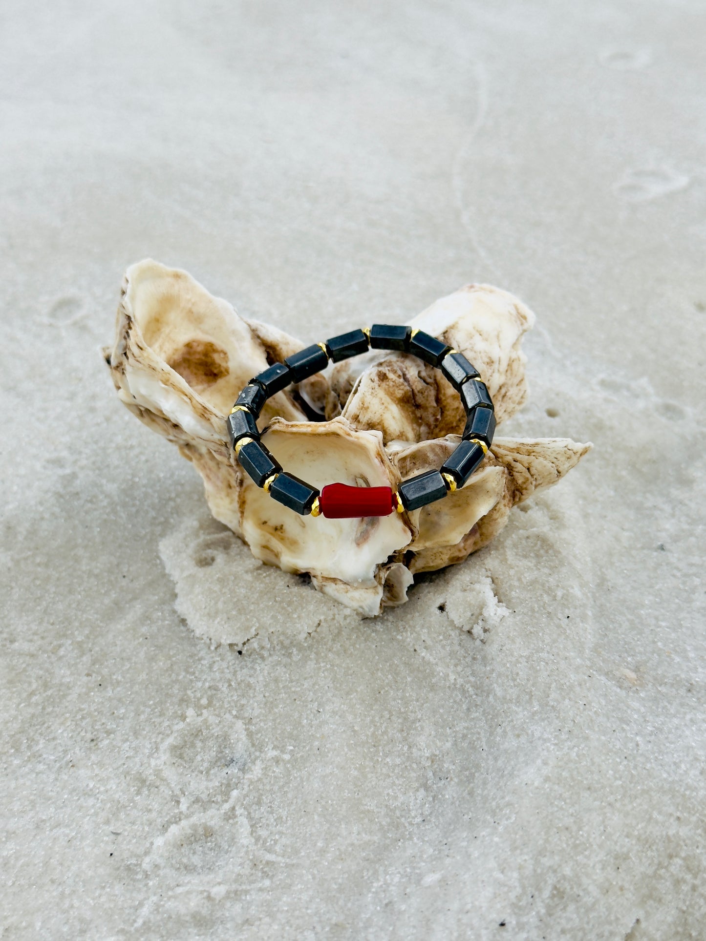 Magnetic Hematite - Natural Coral Bracelet