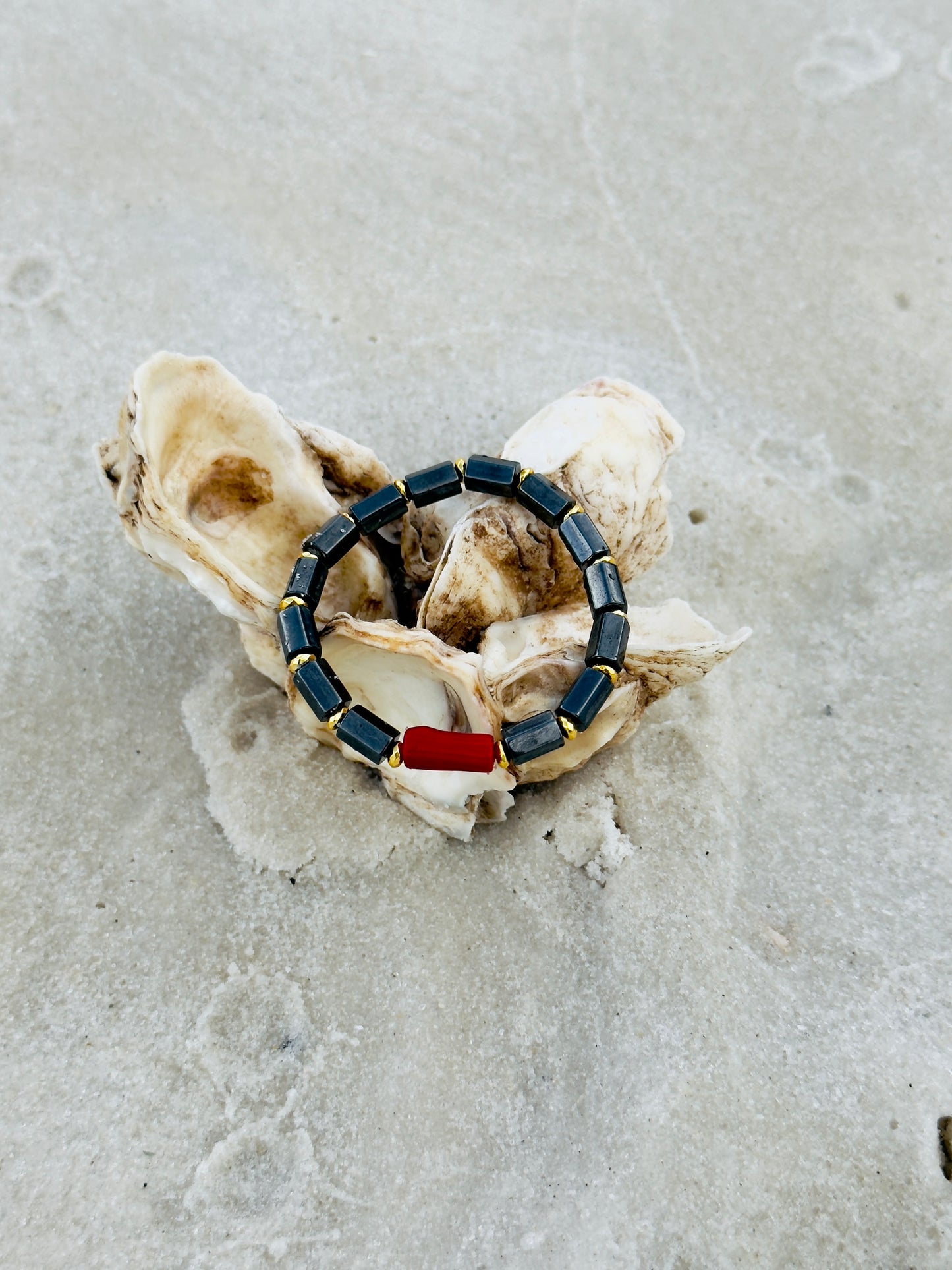 Magnetic Hematite - Natural Coral Bracelet