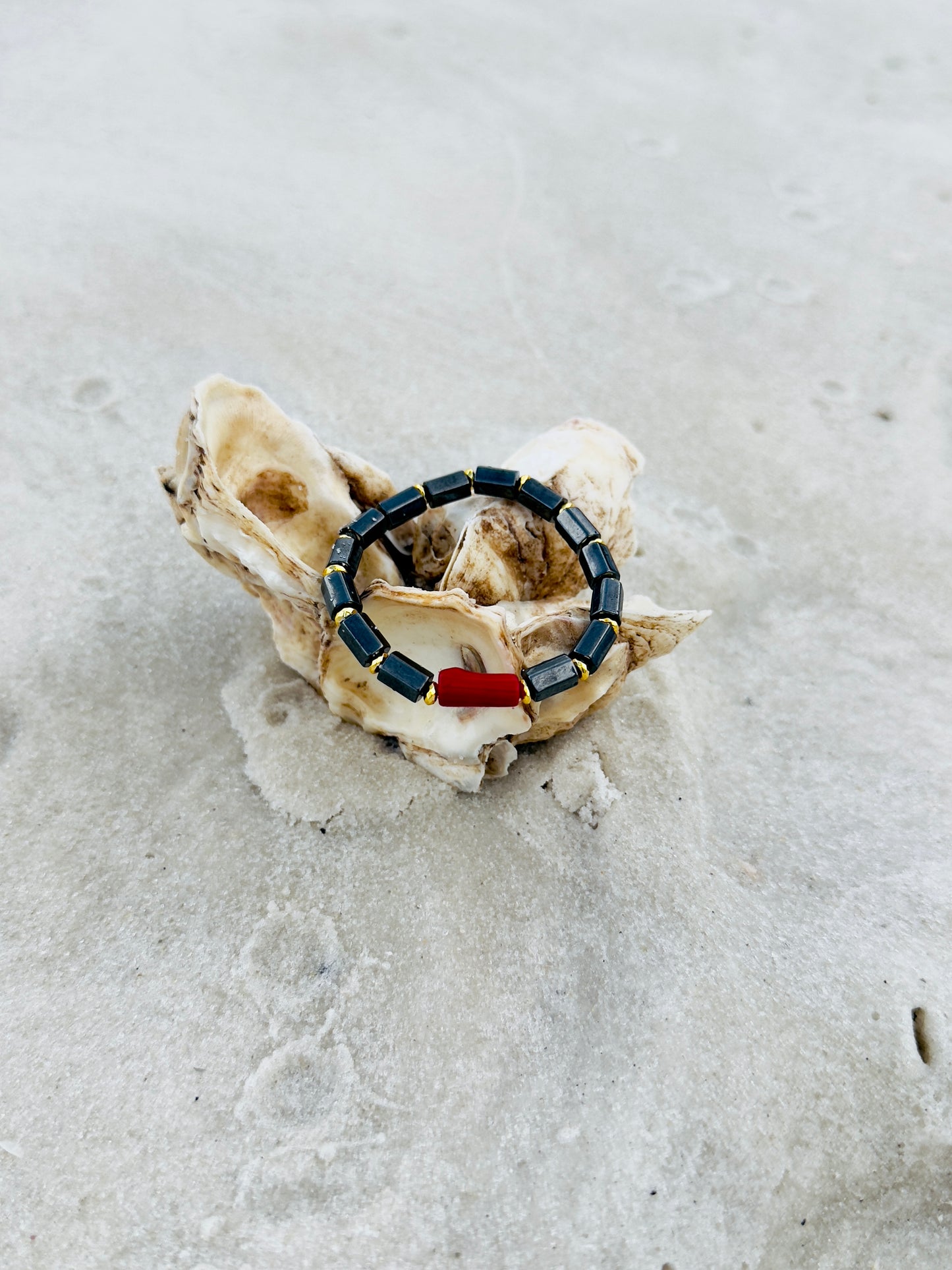 Magnetic Hematite - Natural Coral Bracelet