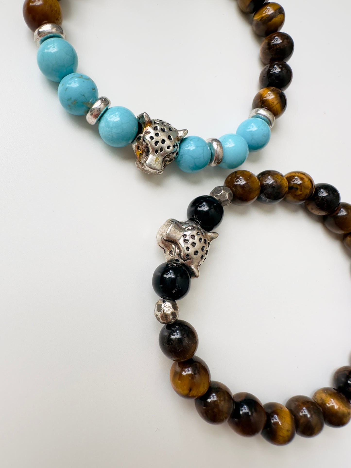 2 Different Unisex Designs of the Tiger Head Charm Bracelets