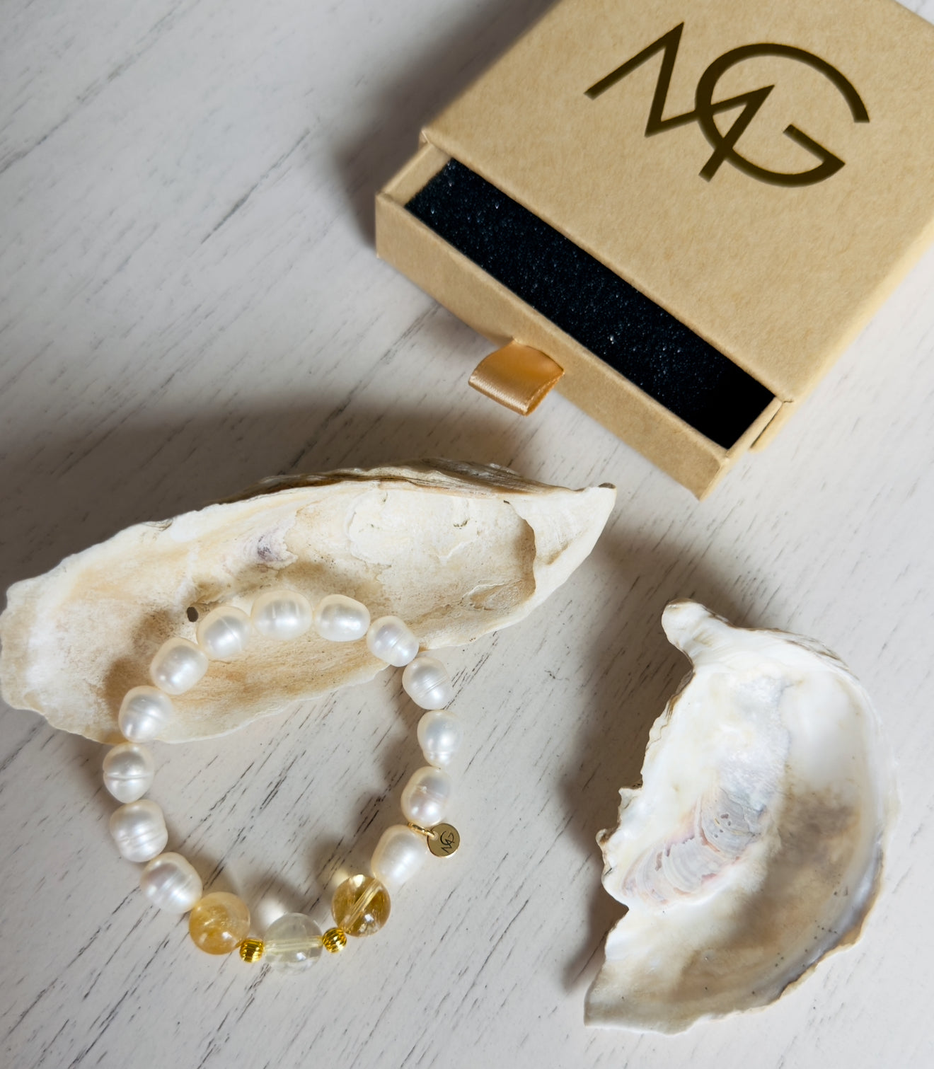 High Quality Citrine - Natural Pearl Bracelet
