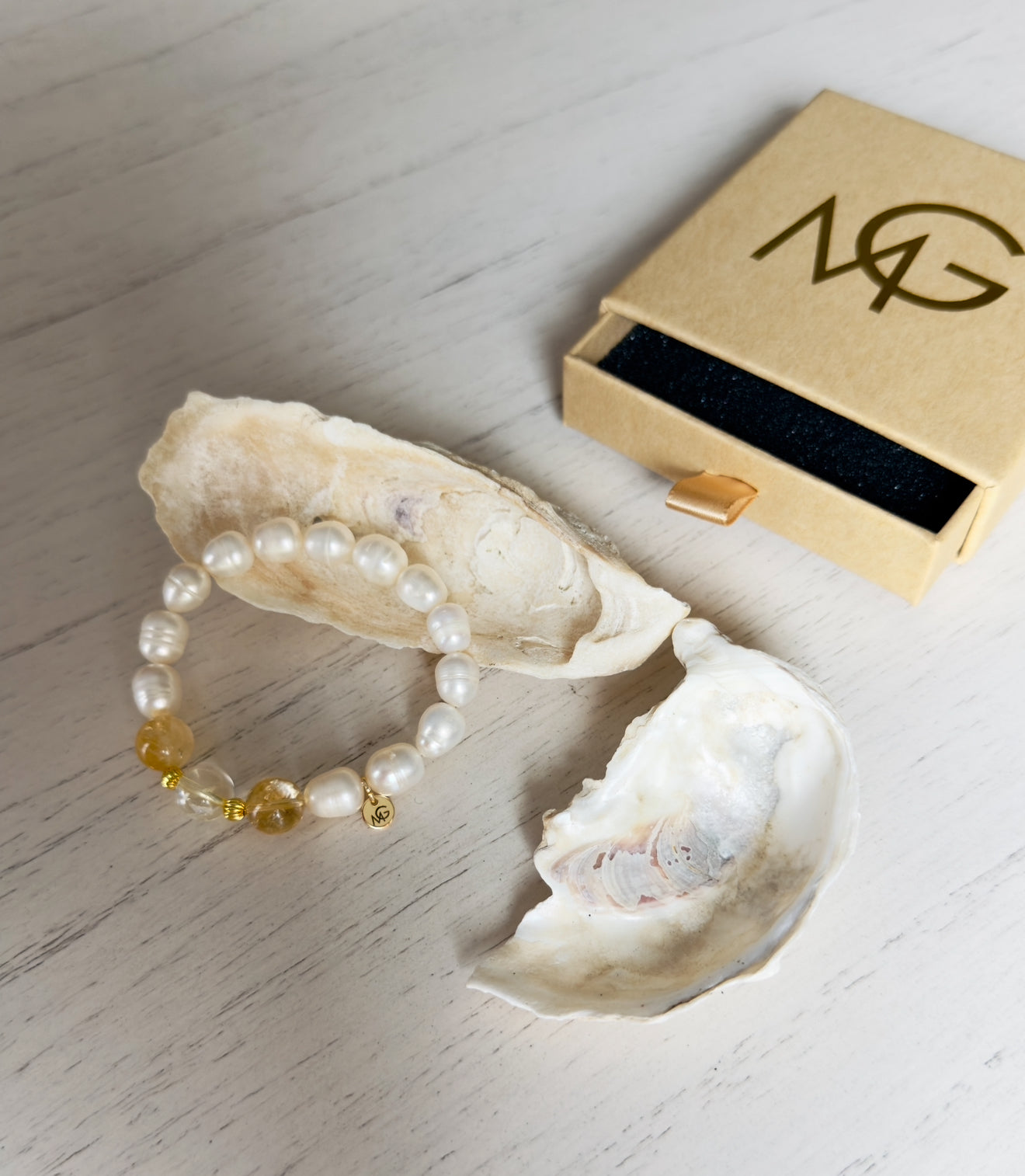 High Quality Citrine - Natural Pearl Bracelet