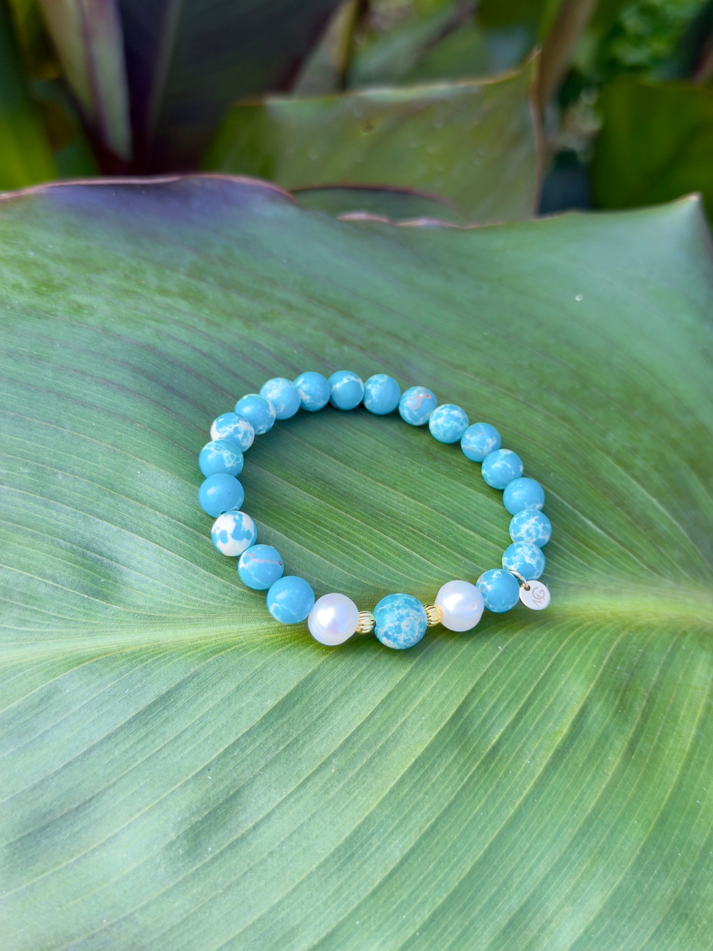 Turquoise - Natural Pearl Bracelet