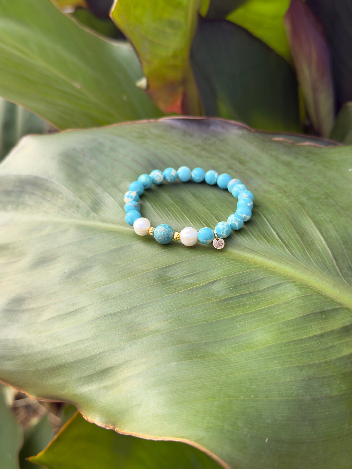 Turquoise - Natural Pearl Bracelet