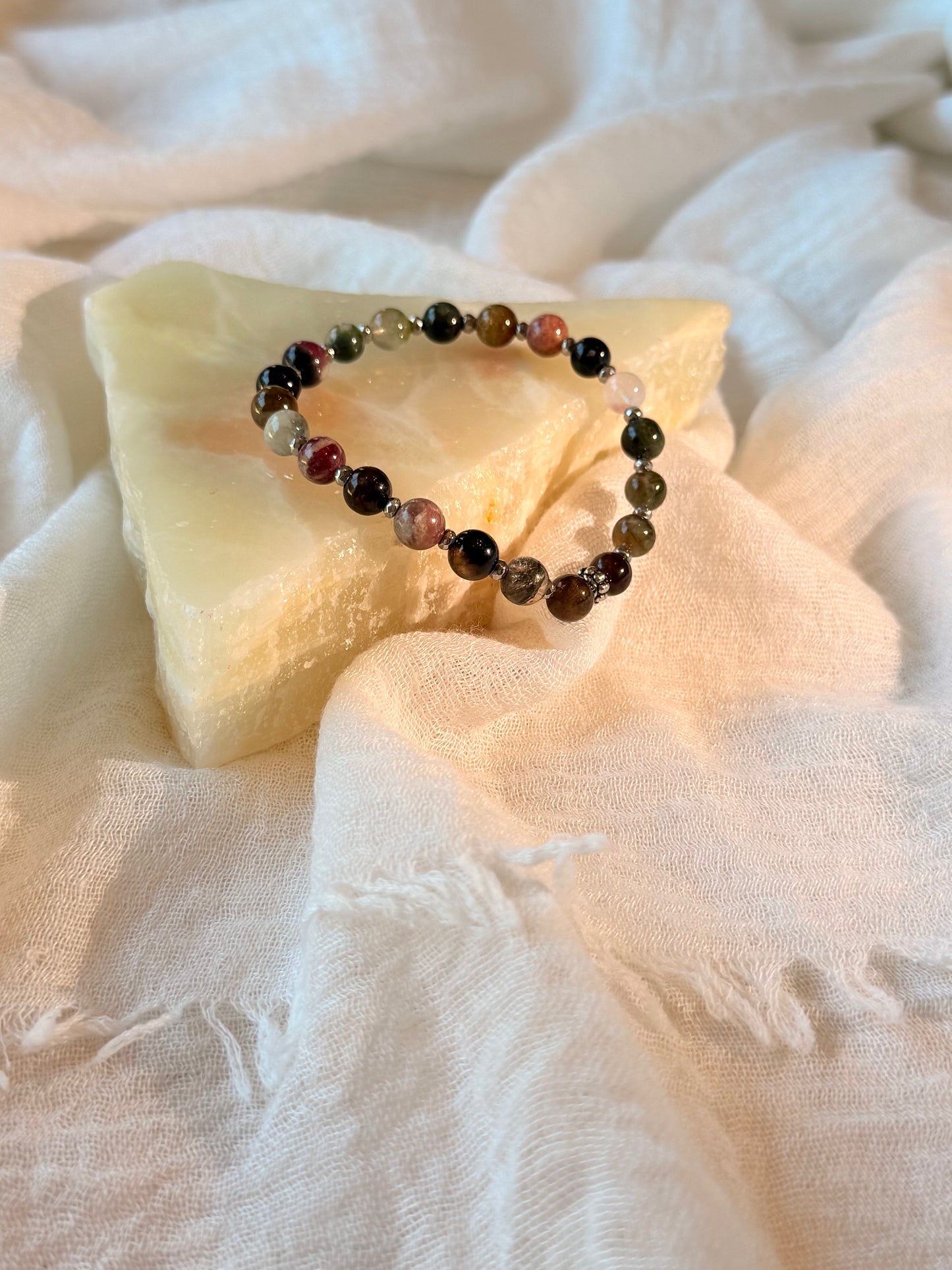 Tourmaline Bracelets size 6mm. with/ without Raw Black Tourmaline