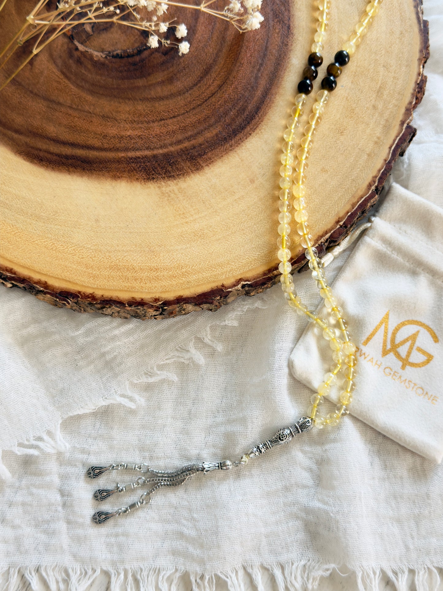 99-Bead Citrine - Tiger Eye Misbaha