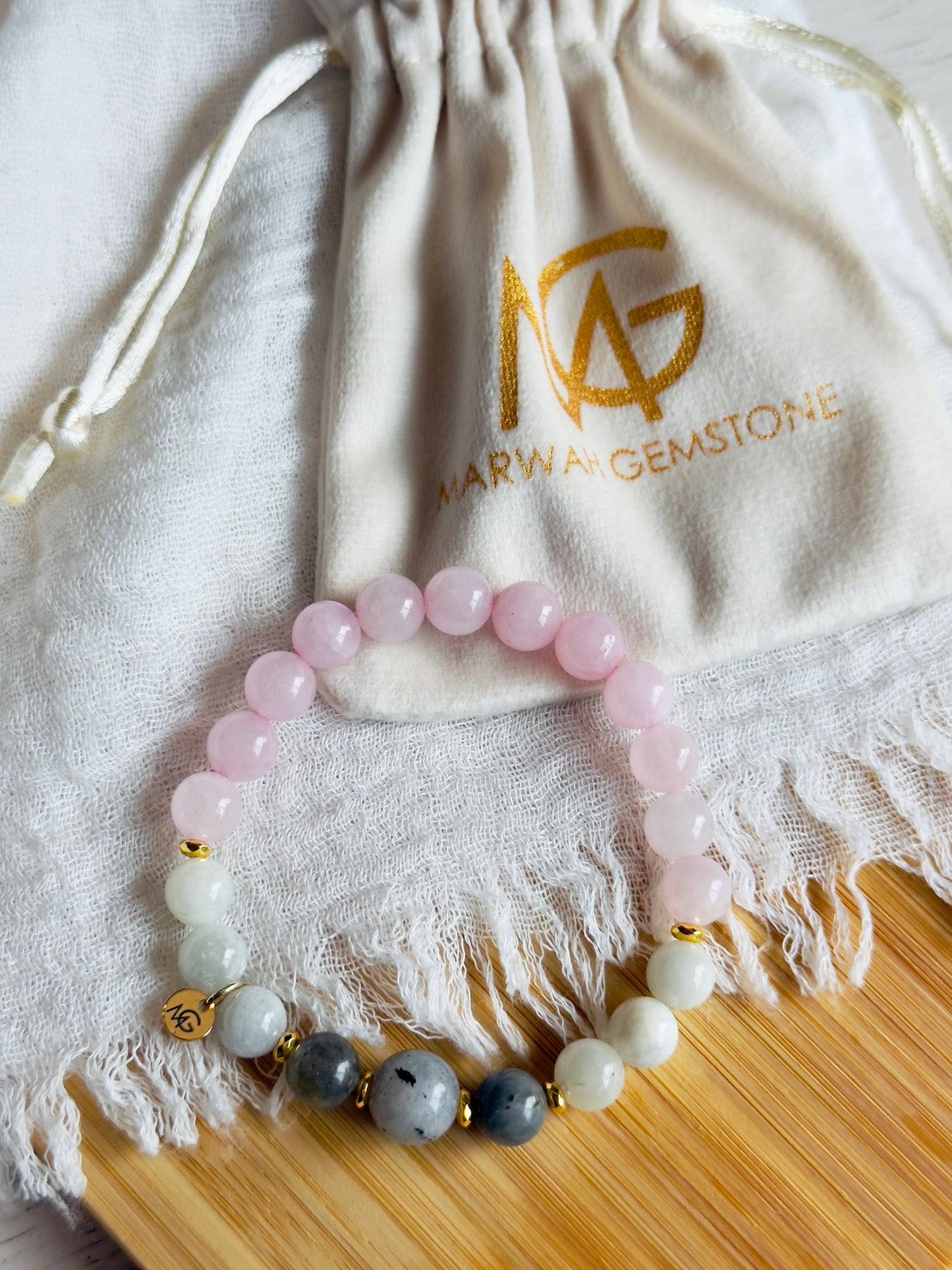 Rose Quartz - Labradorite - Moonstone Bracelet