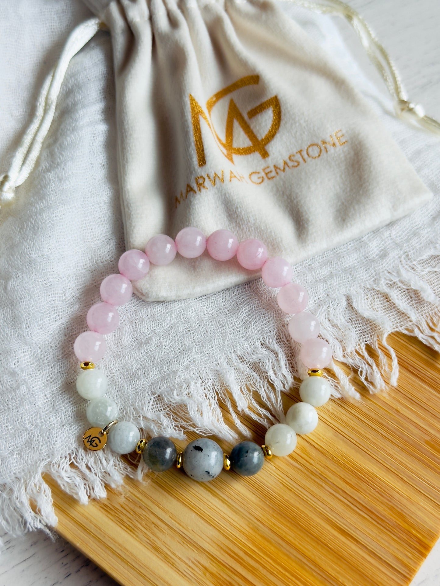 Rose Quartz - Labradorite - Moonstone Bracelet