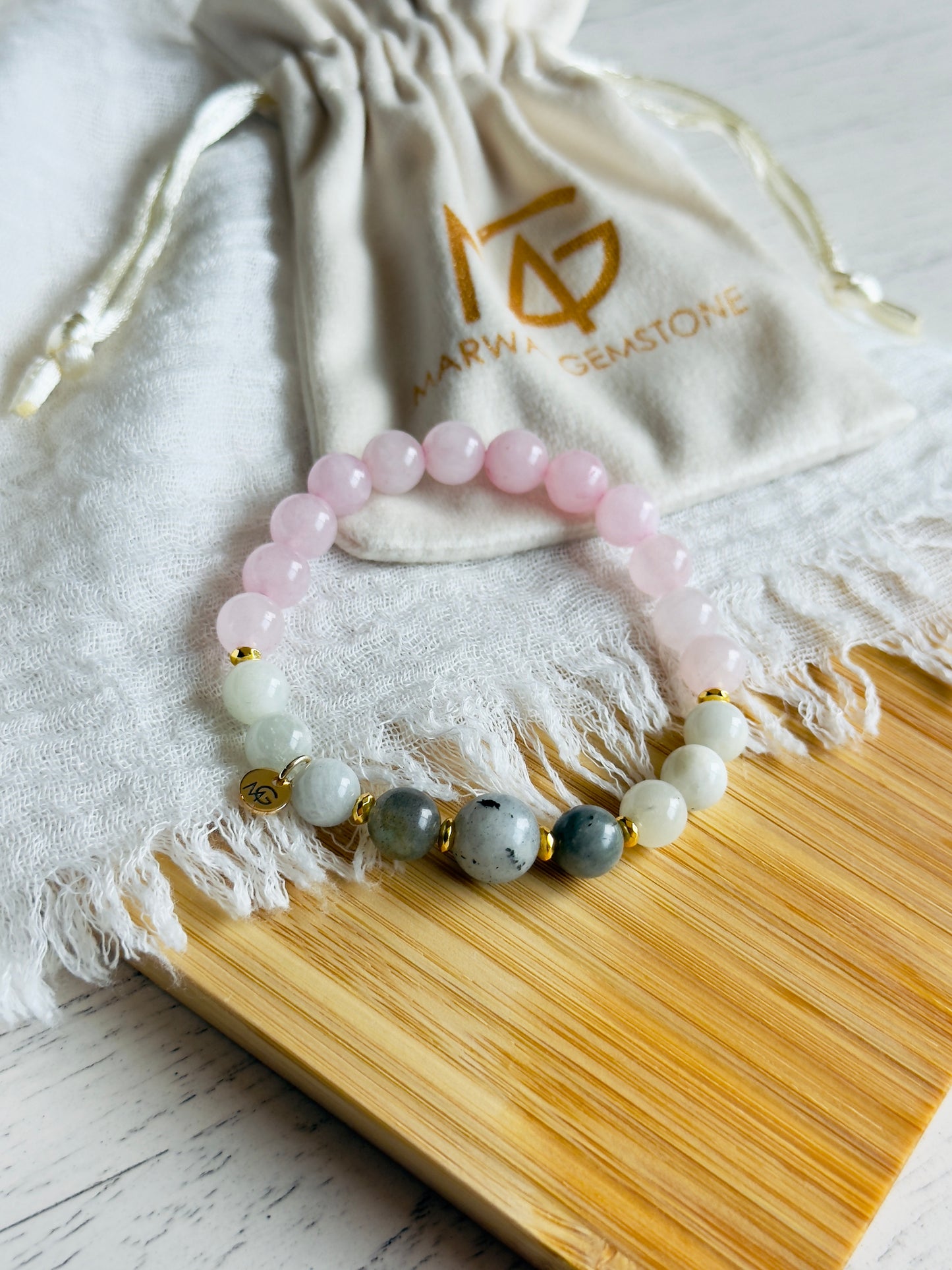 Rose Quartz - Labradorite - Moonstone Bracelet
