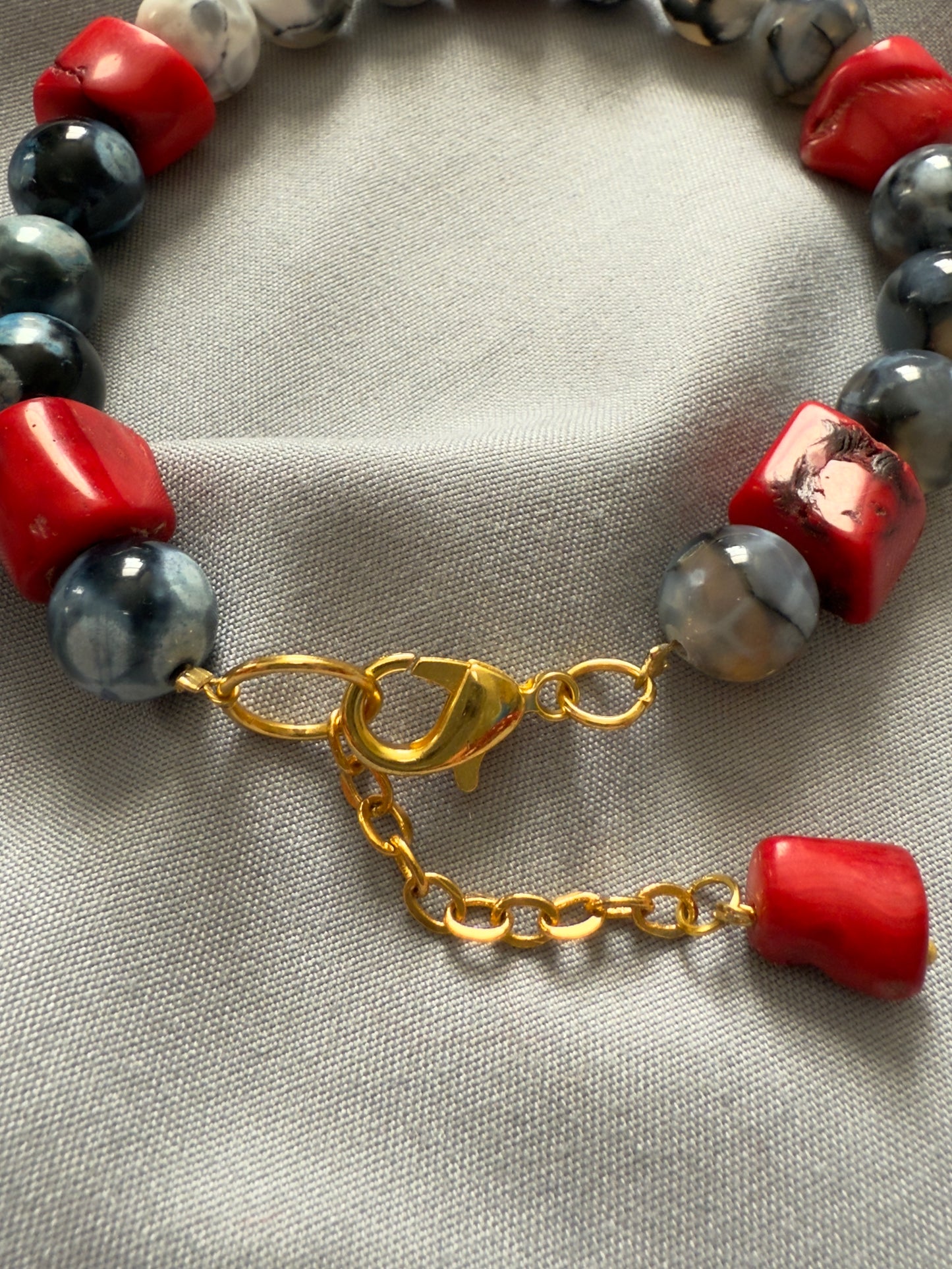 Tree Agate-Red Coral With Coral Charm