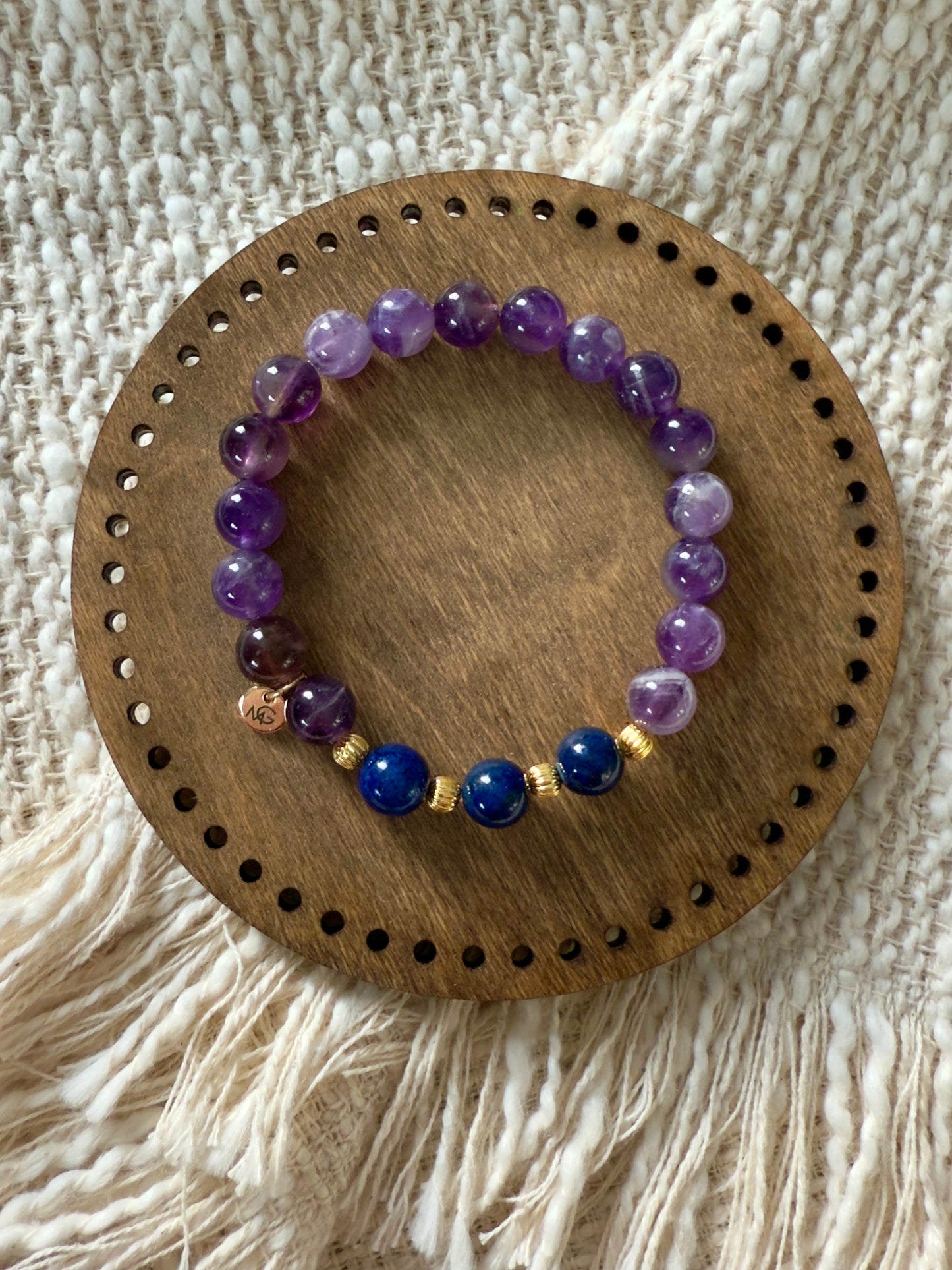 Amethyst-Lapis Lazuli Bracelet (21-K)