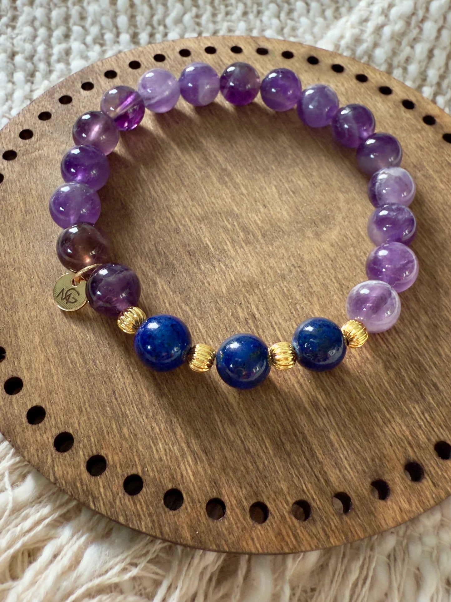 Amethyst-Lapis Lazuli Bracelet (21-K)