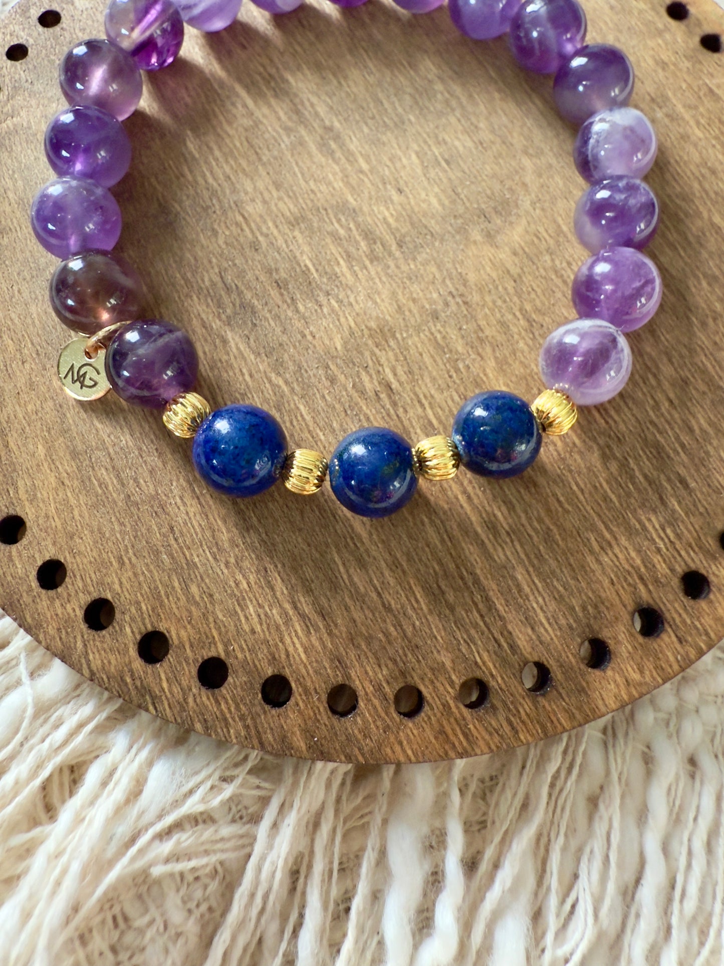 Amethyst-Lapis Lazuli Bracelet (21-K)