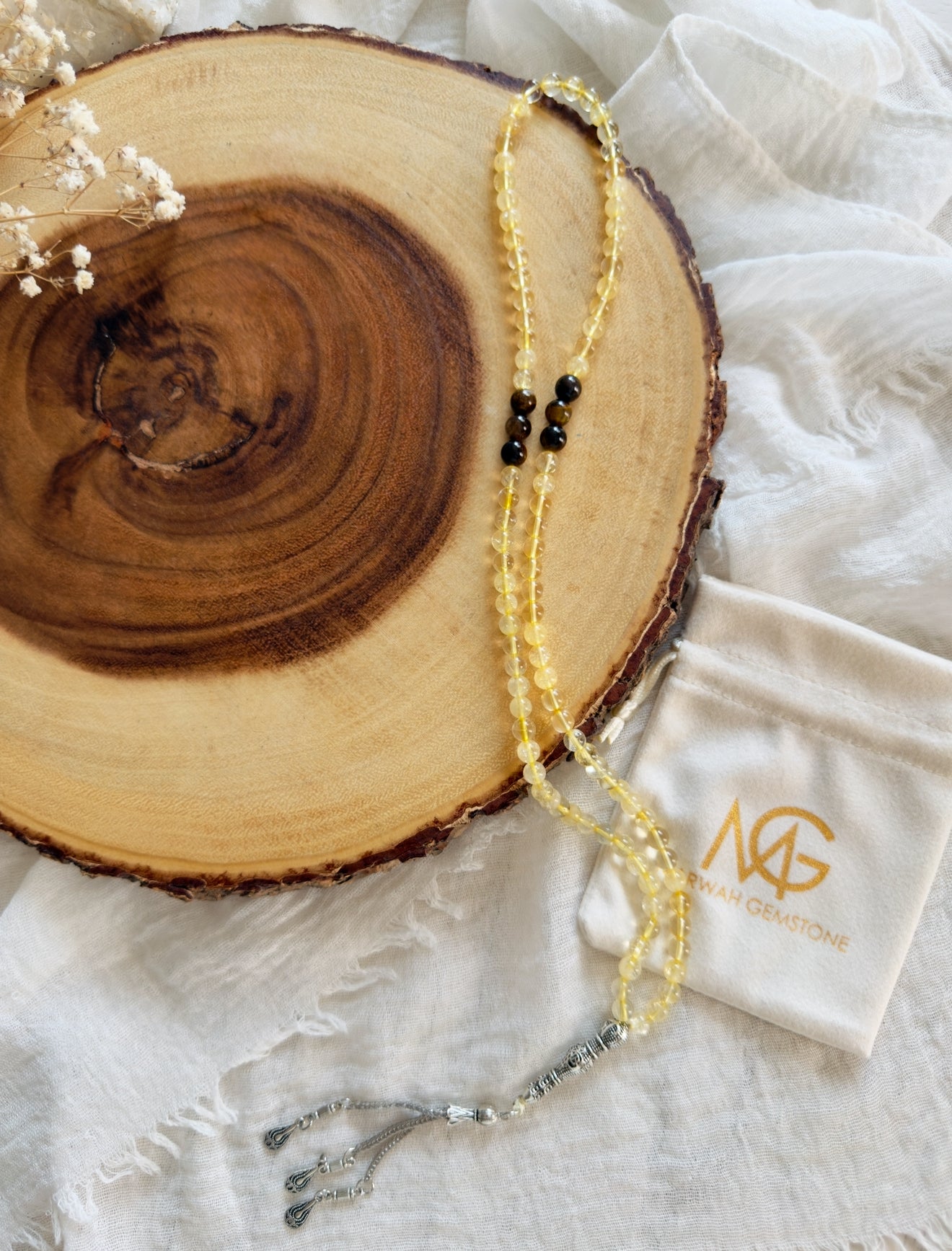 99-Bead Citrine - Tiger Eye Misbaha