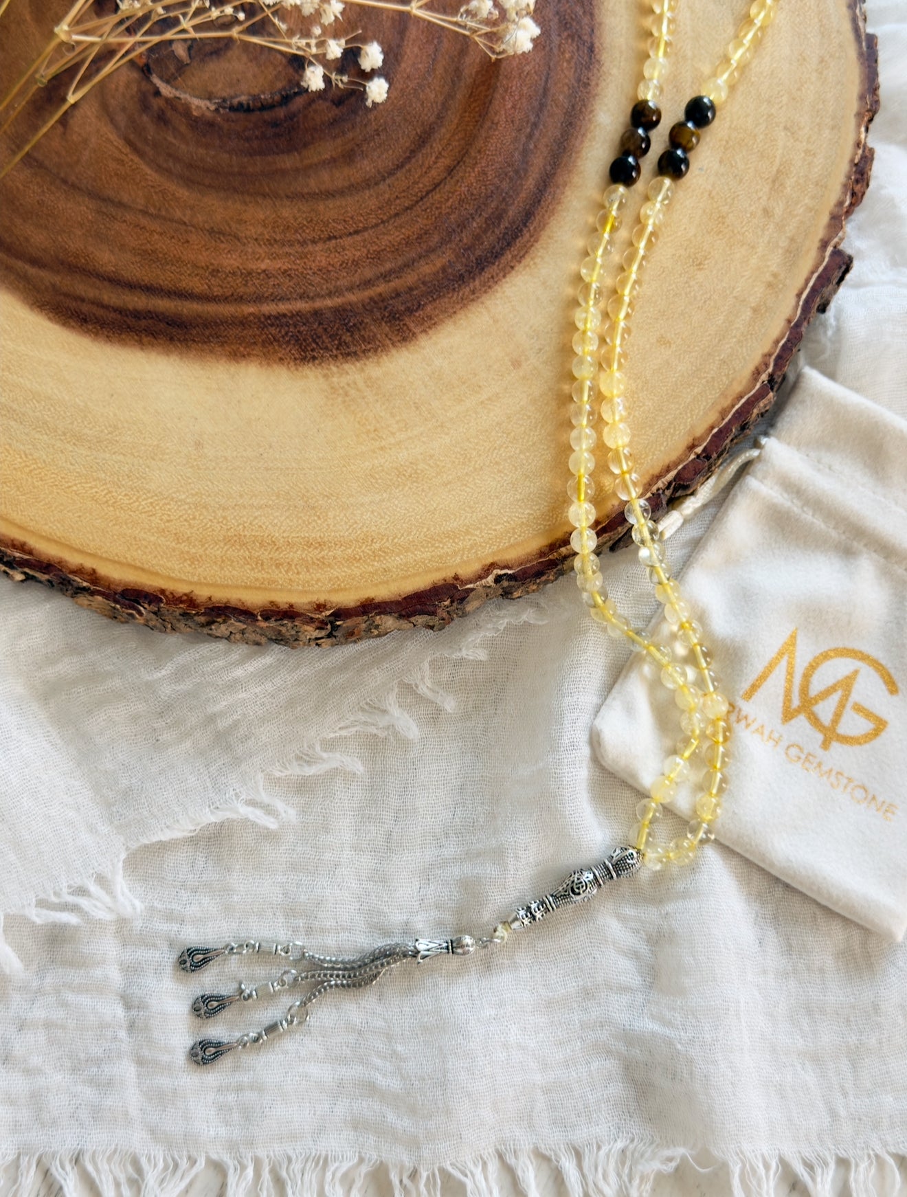 99-Bead Citrine - Tiger Eye Misbaha