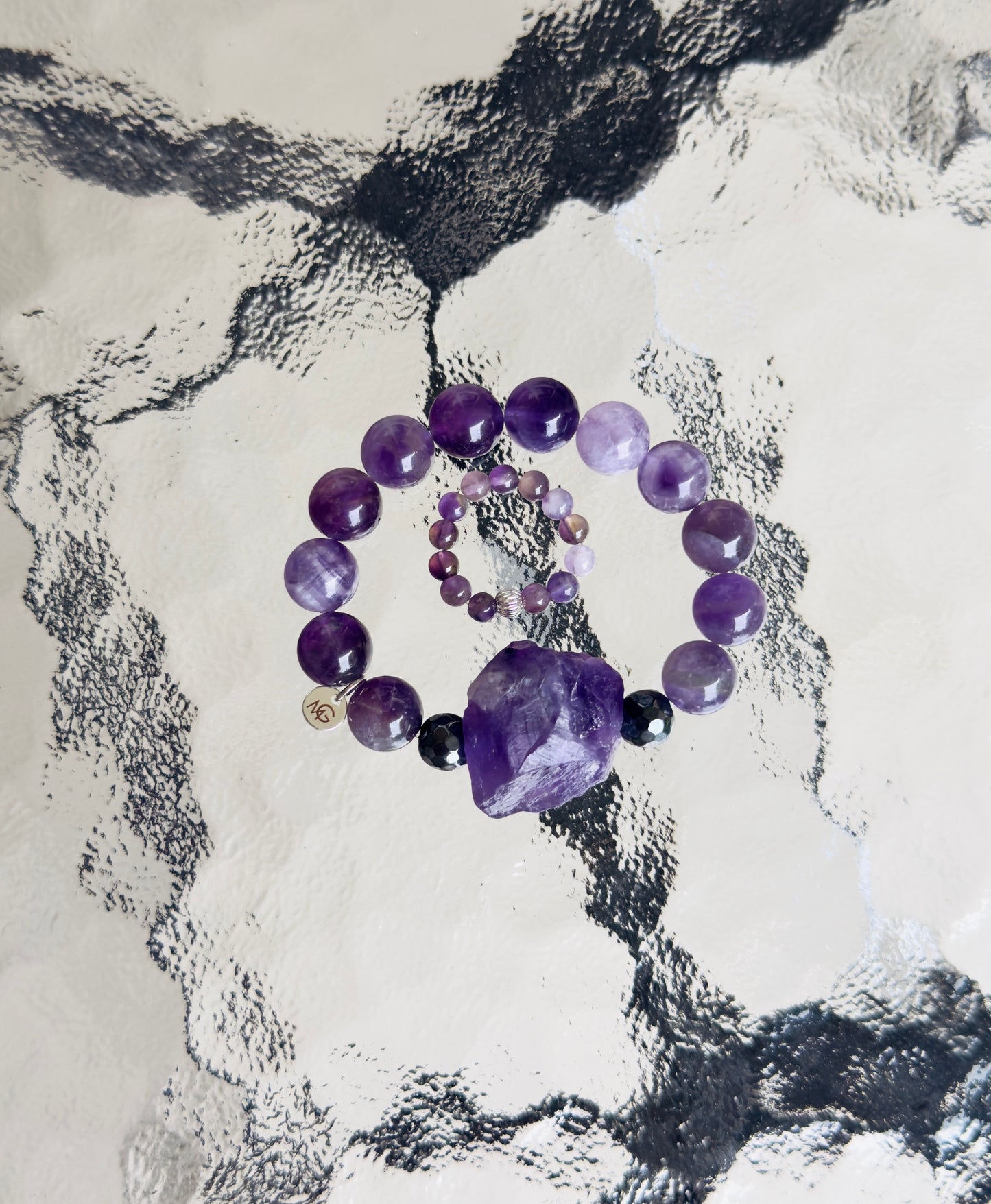 Amethyst Bracelet + Ring Set
