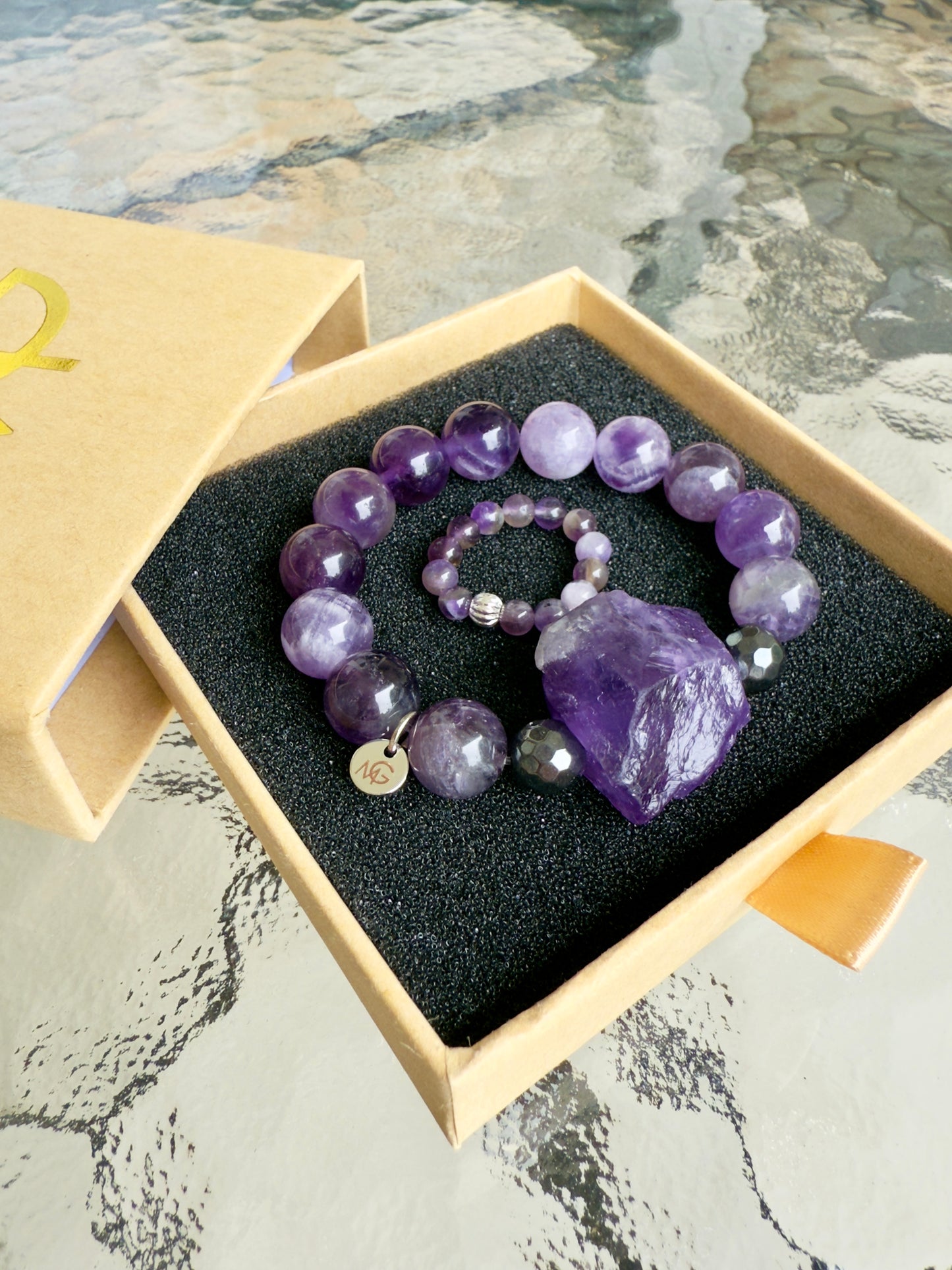 Amethyst Bracelet + Ring Set